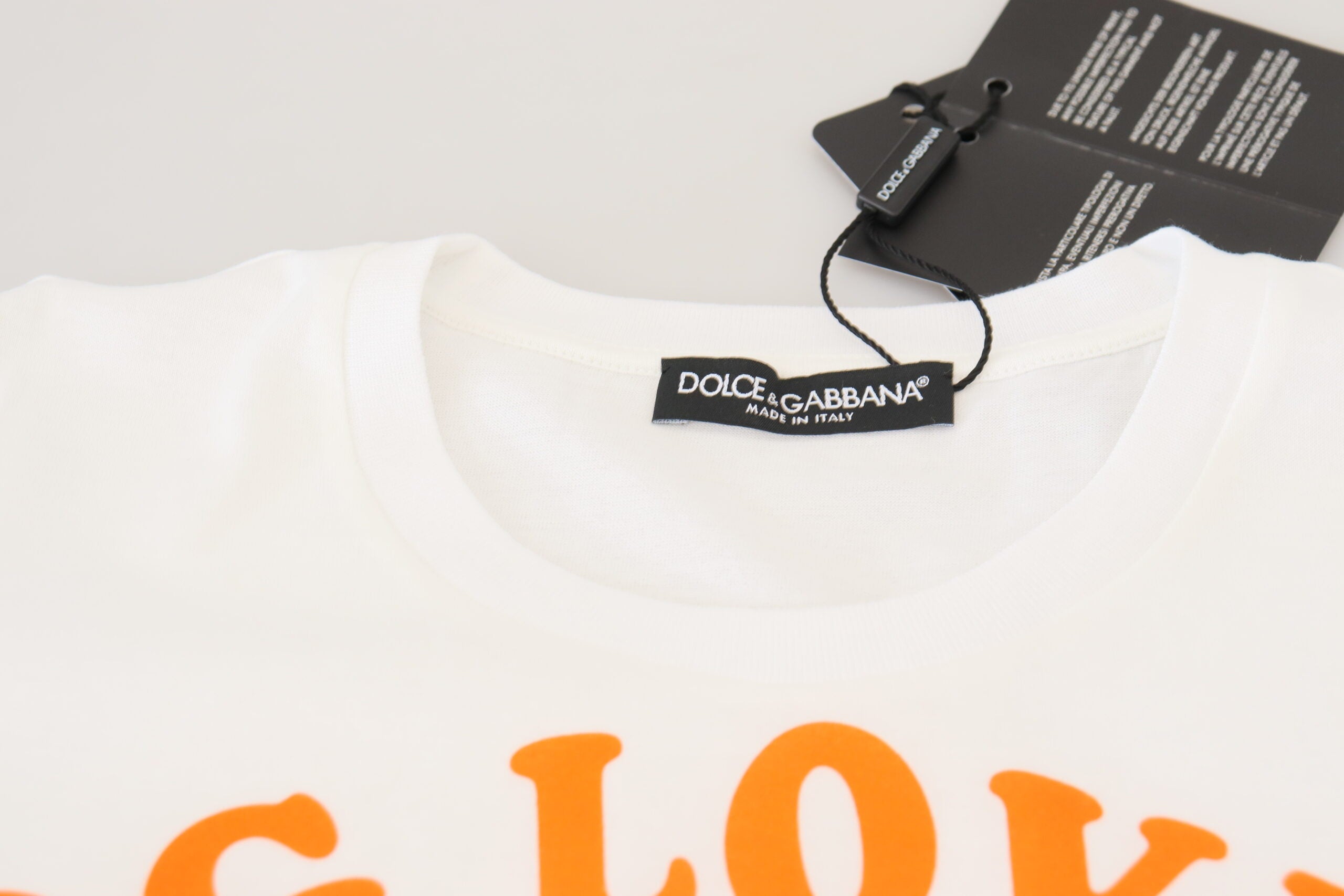 Dolce &amp; Gabbana T-shirt blanc élégant à col rond avec imprimé coloré