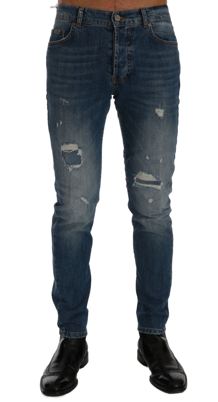 Frankie Morello Svelte Italian Denim - Jean bleu coupe slim