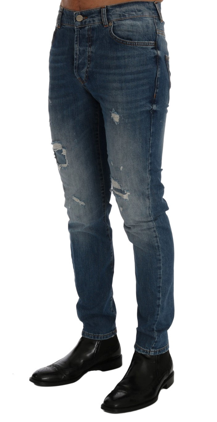 Frankie Morello Svelte Italian Denim - Jean bleu coupe slim