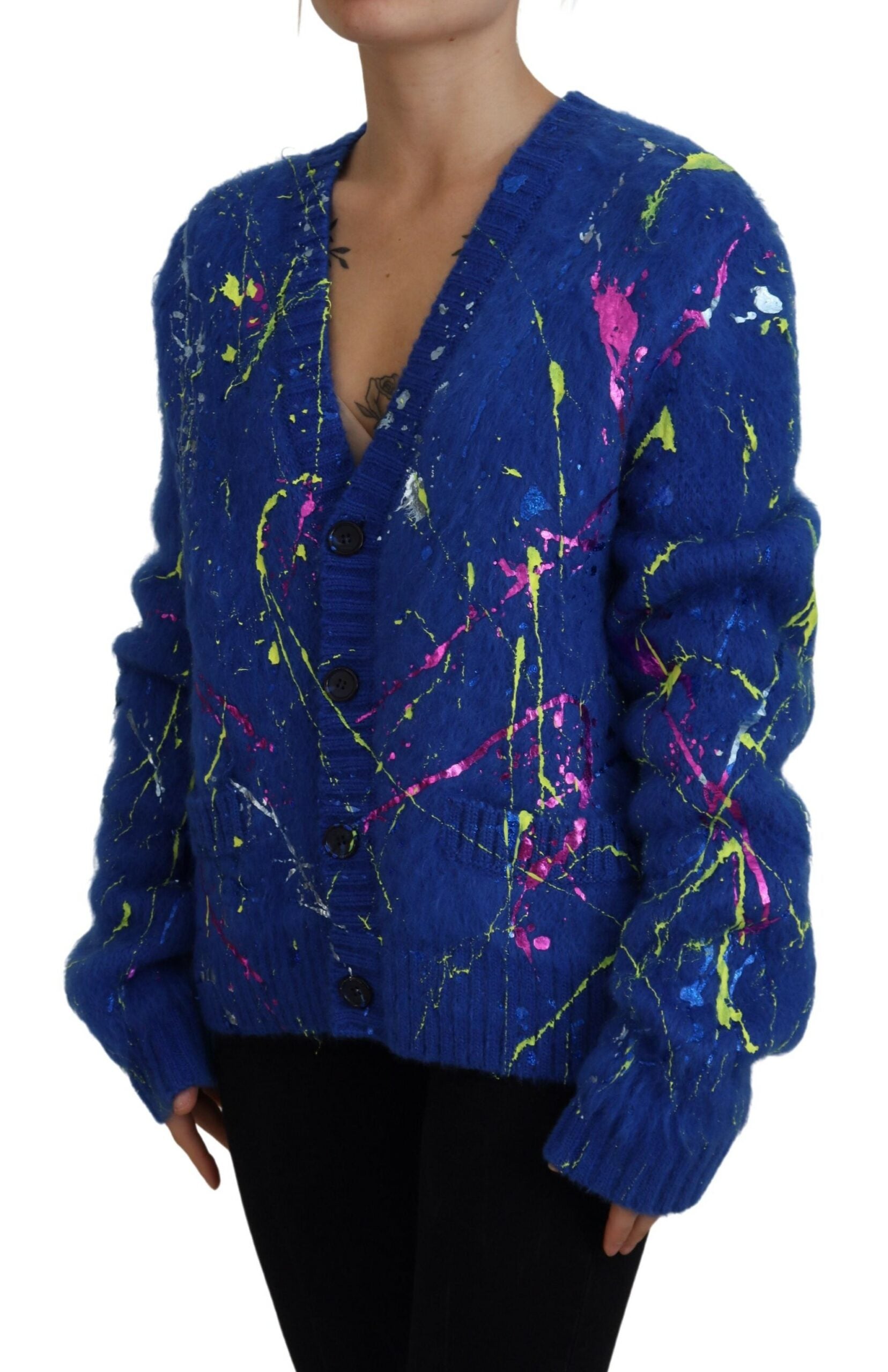 Dolce &amp; Gabbana Cardigan élégant en mohair multicolore Splash