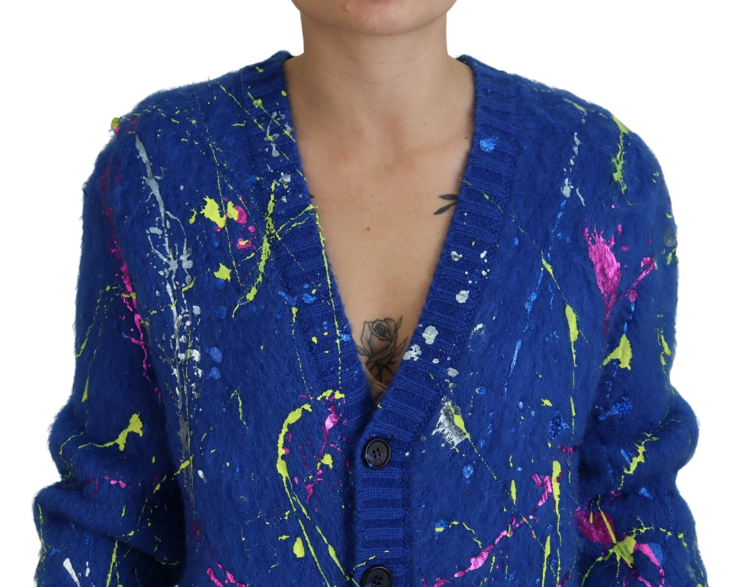 Dolce &amp; Gabbana Cardigan élégant en mohair multicolore Splash