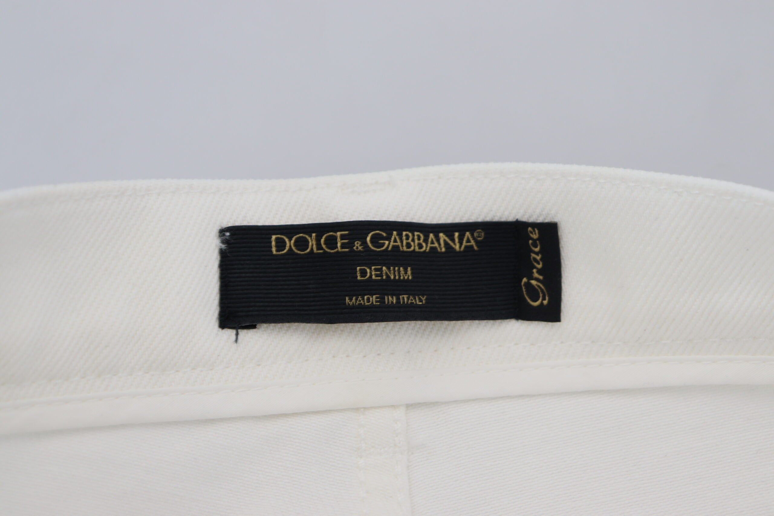 Dolce &amp; Gabbana - Jean slim taille haute Svelte en blanc cassé