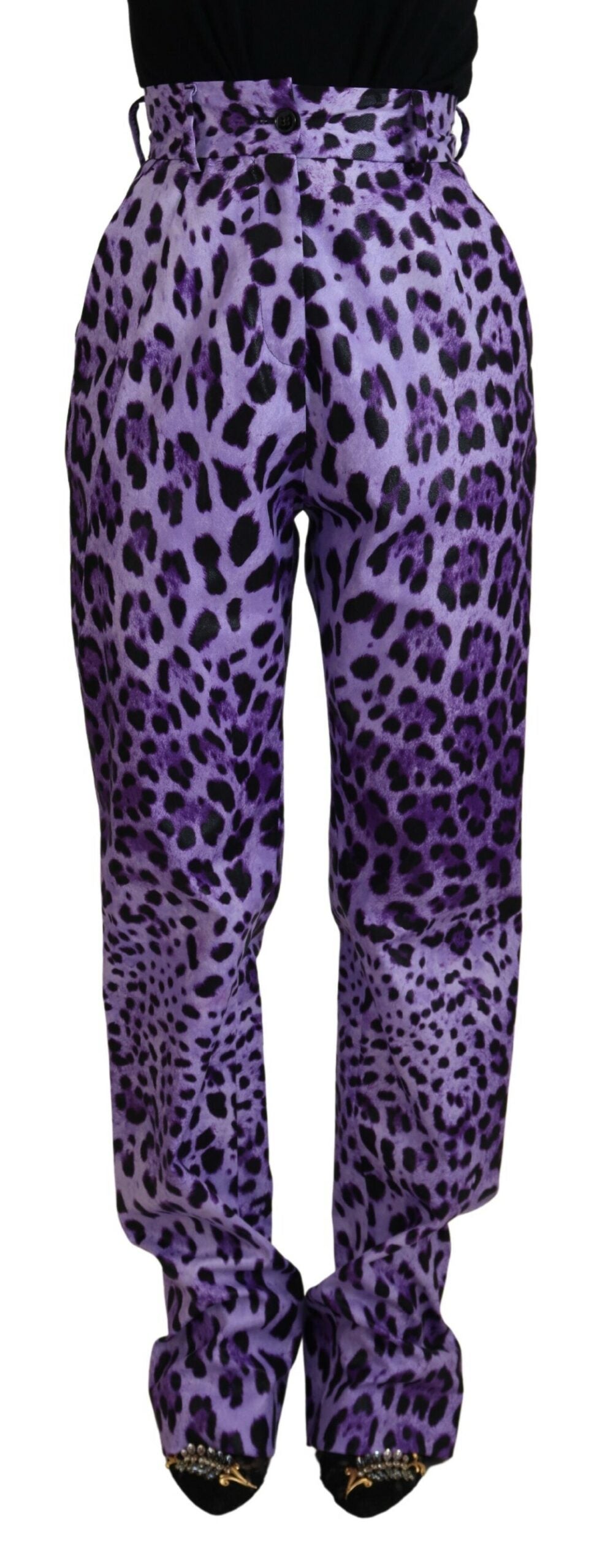 Dolce &amp; Gabbana Pantalon violet droit élégant taille haute