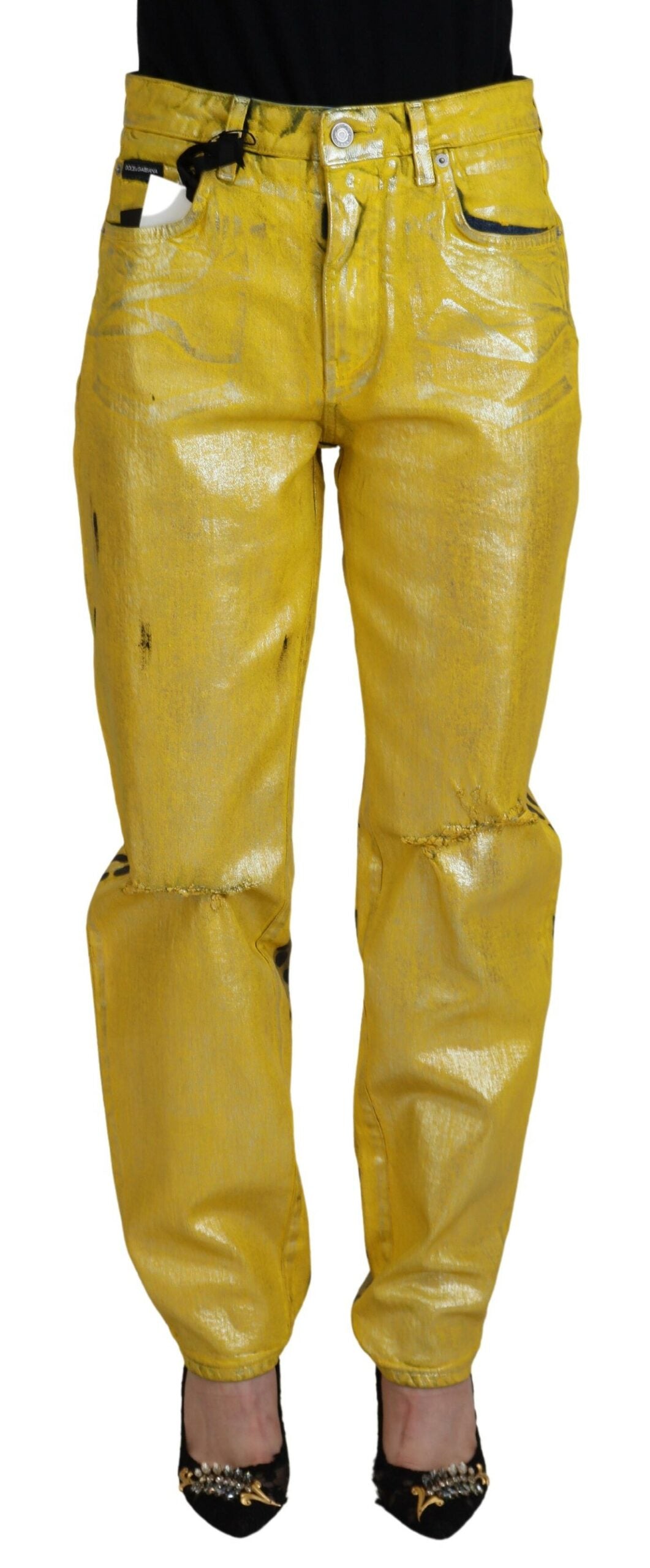 Dolce &amp; Gabbana Chic Jean droit taille haute en jaune vif