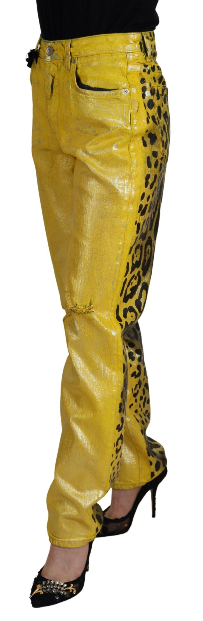 Dolce &amp; Gabbana Chic Jean droit taille haute en jaune vif