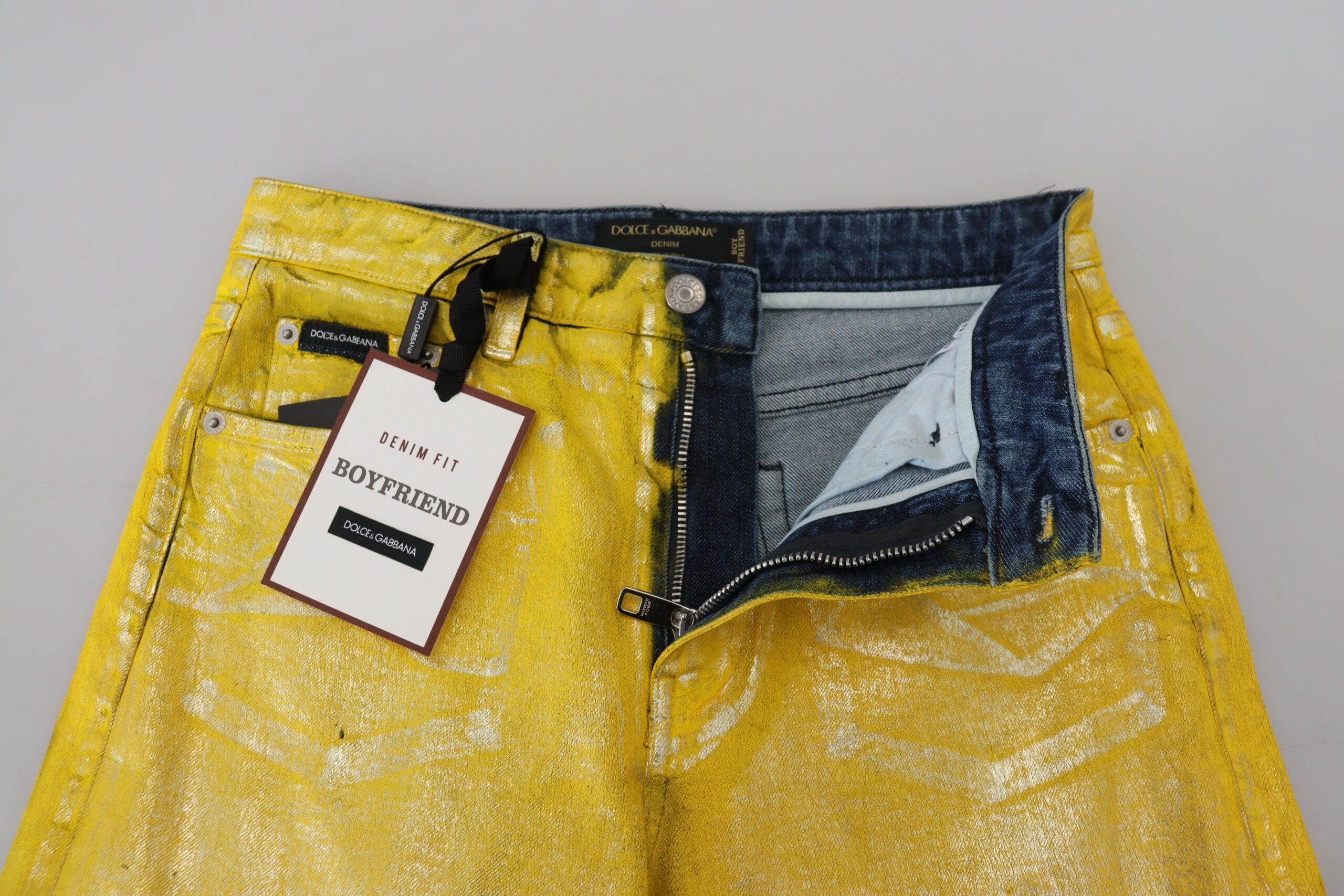 Dolce &amp; Gabbana Chic Jean droit taille haute en jaune vif