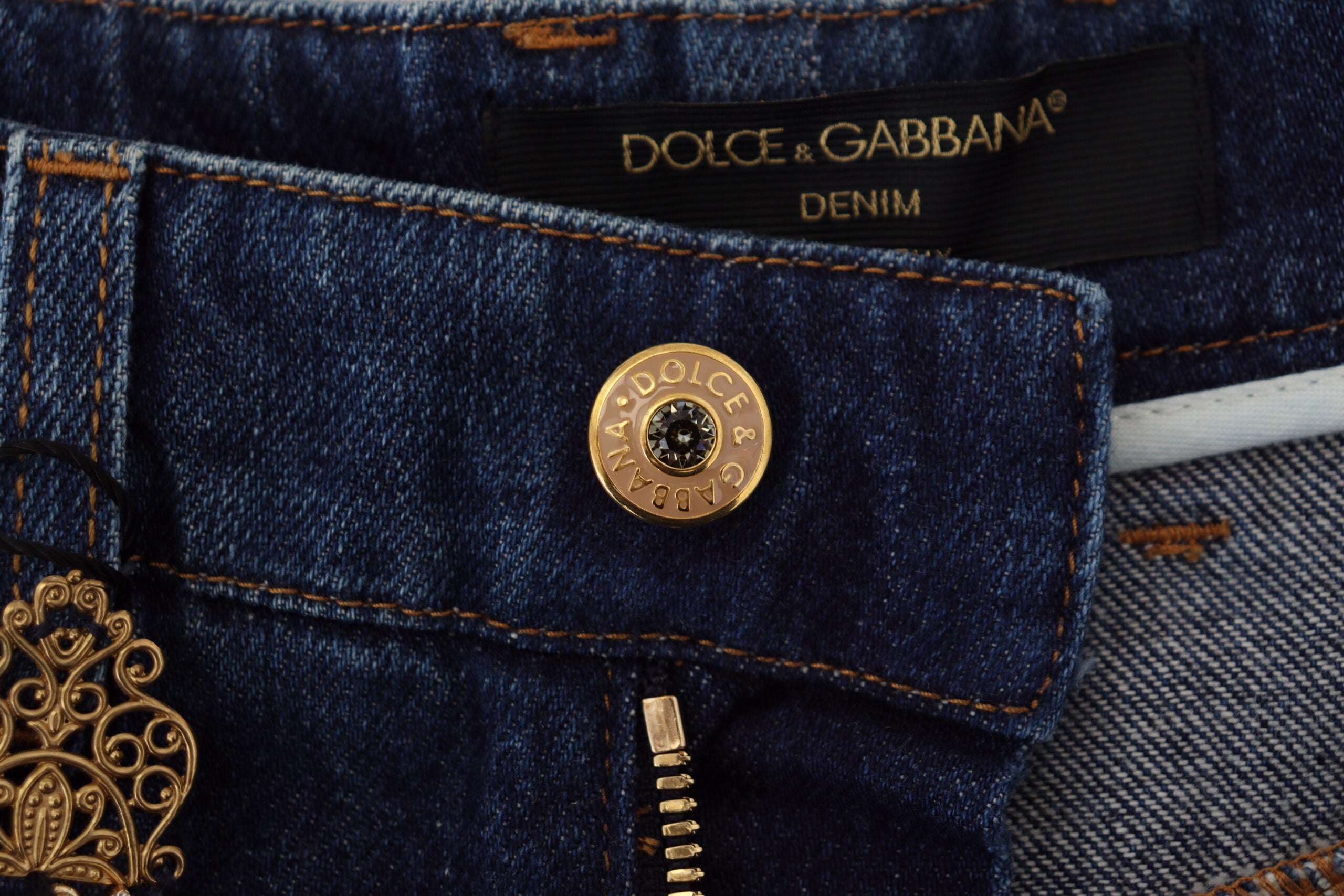 Dolce &amp; Gabbana - Jean de créateur à jambe droite orné