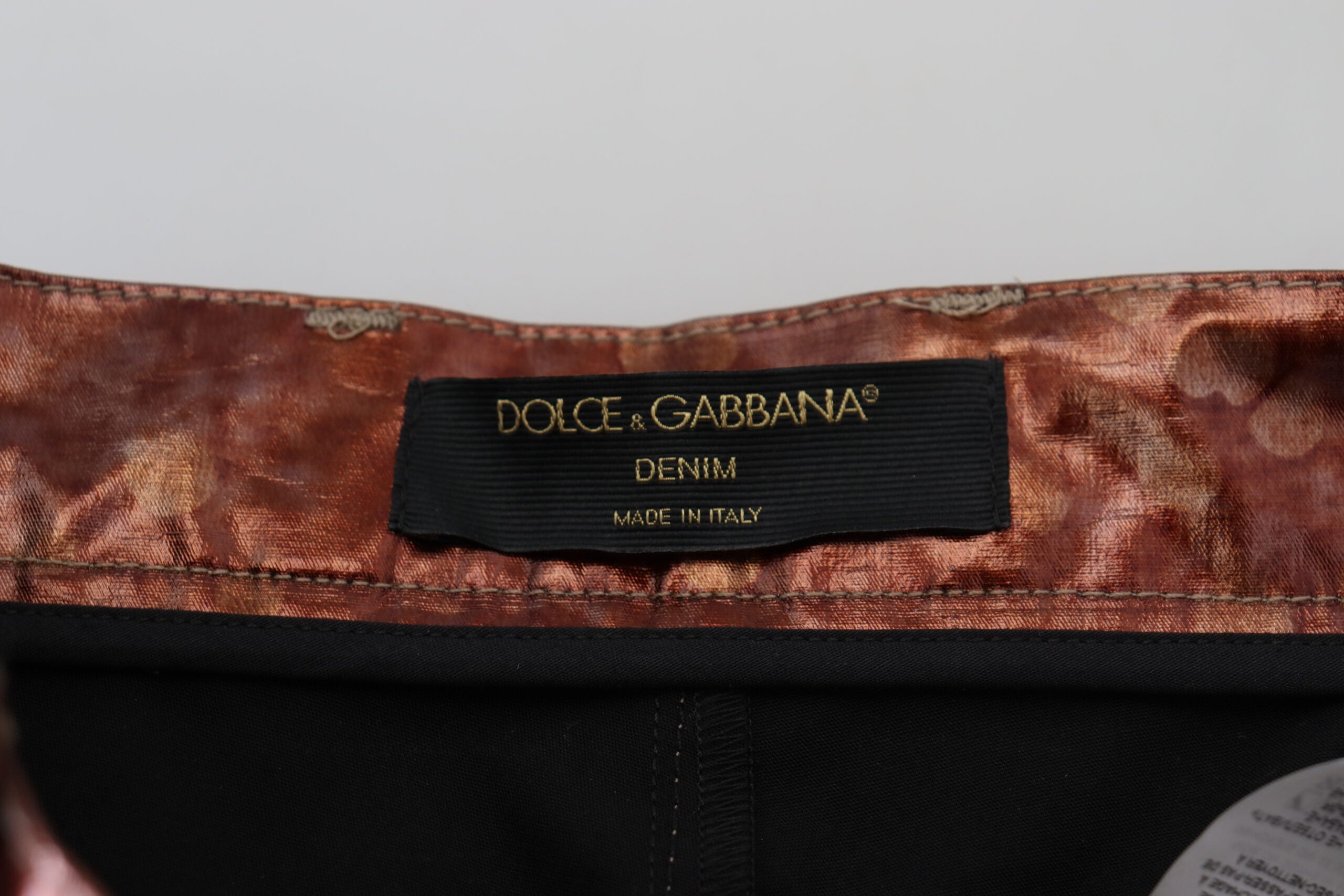 Dolce &amp; Gabbana Jean skinny taille haute en bronze métallisé