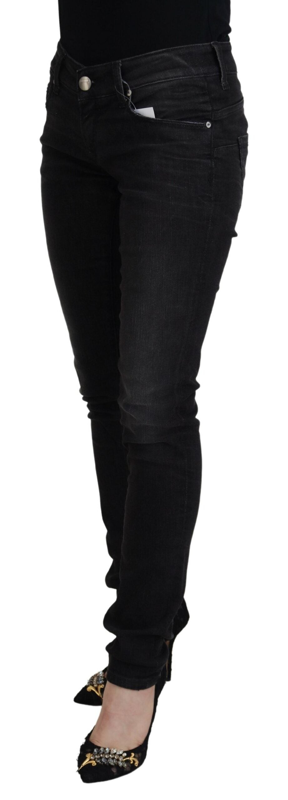 Jean droit noir taille basse Acht Chic