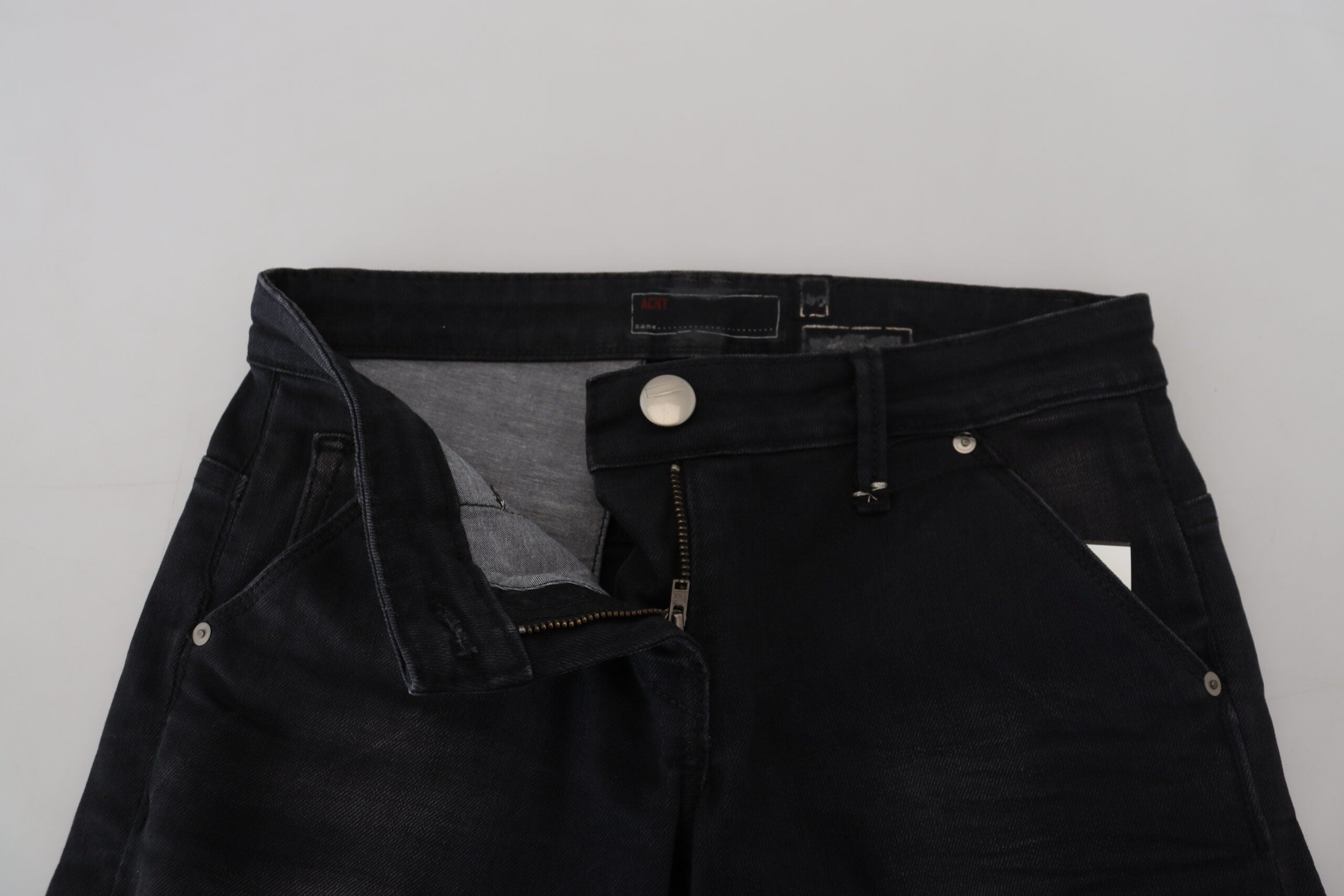 Jean skinny taille basse délavé noir élégant Acht