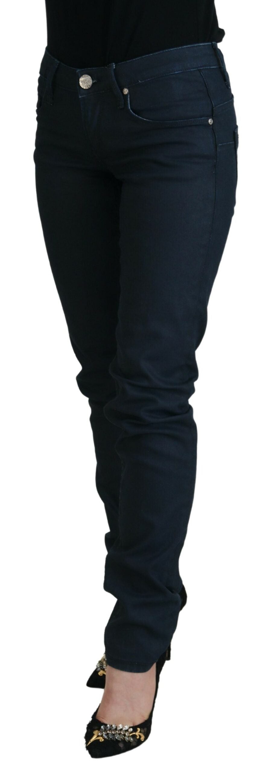 Jean skinny taille basse Acht Chic en bleu