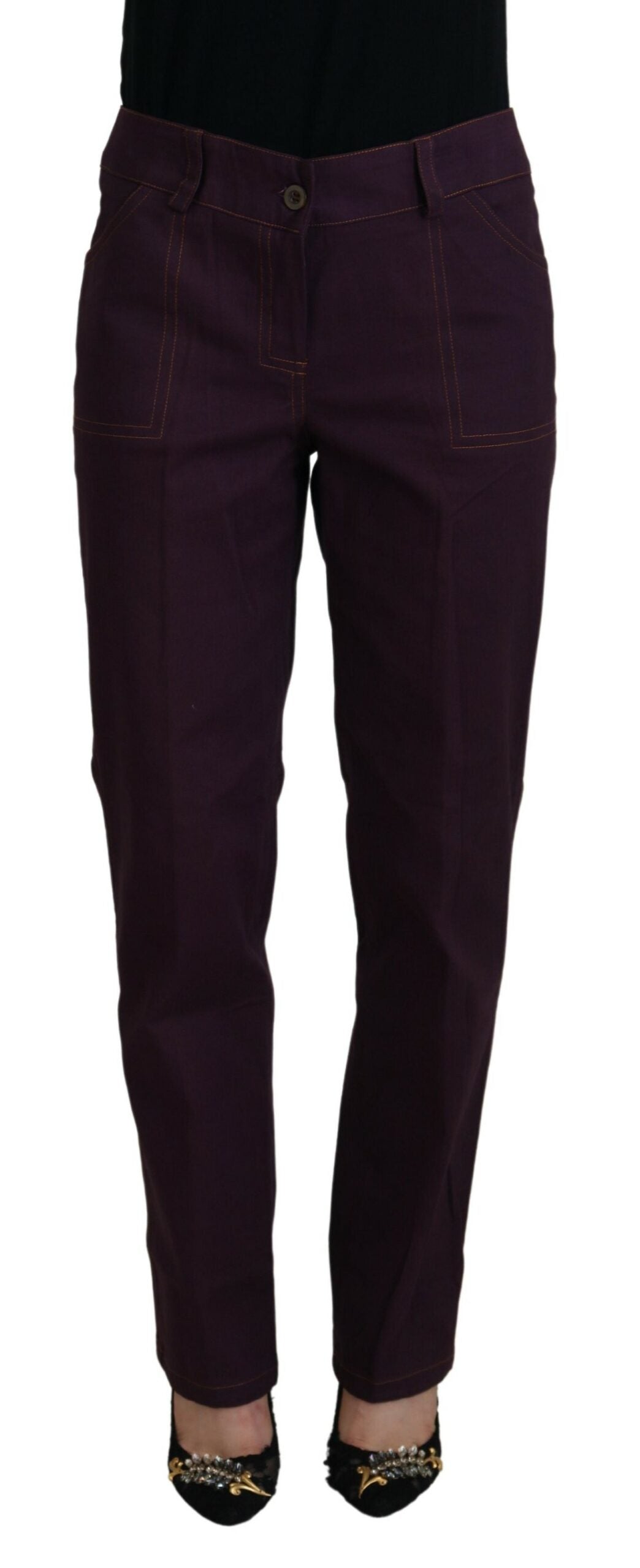 BENCIVENGA Pantalon élégant fuselé en coton violet