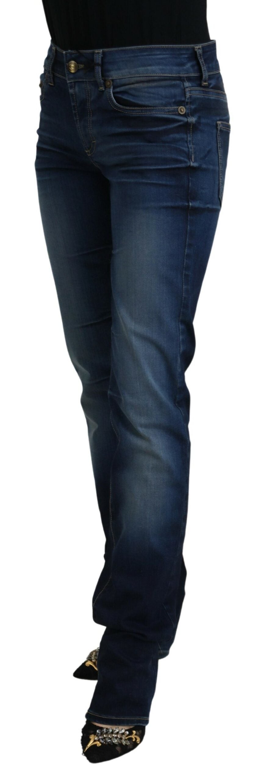 Just Cavalli Pantalon en jean taille basse chic en bleu