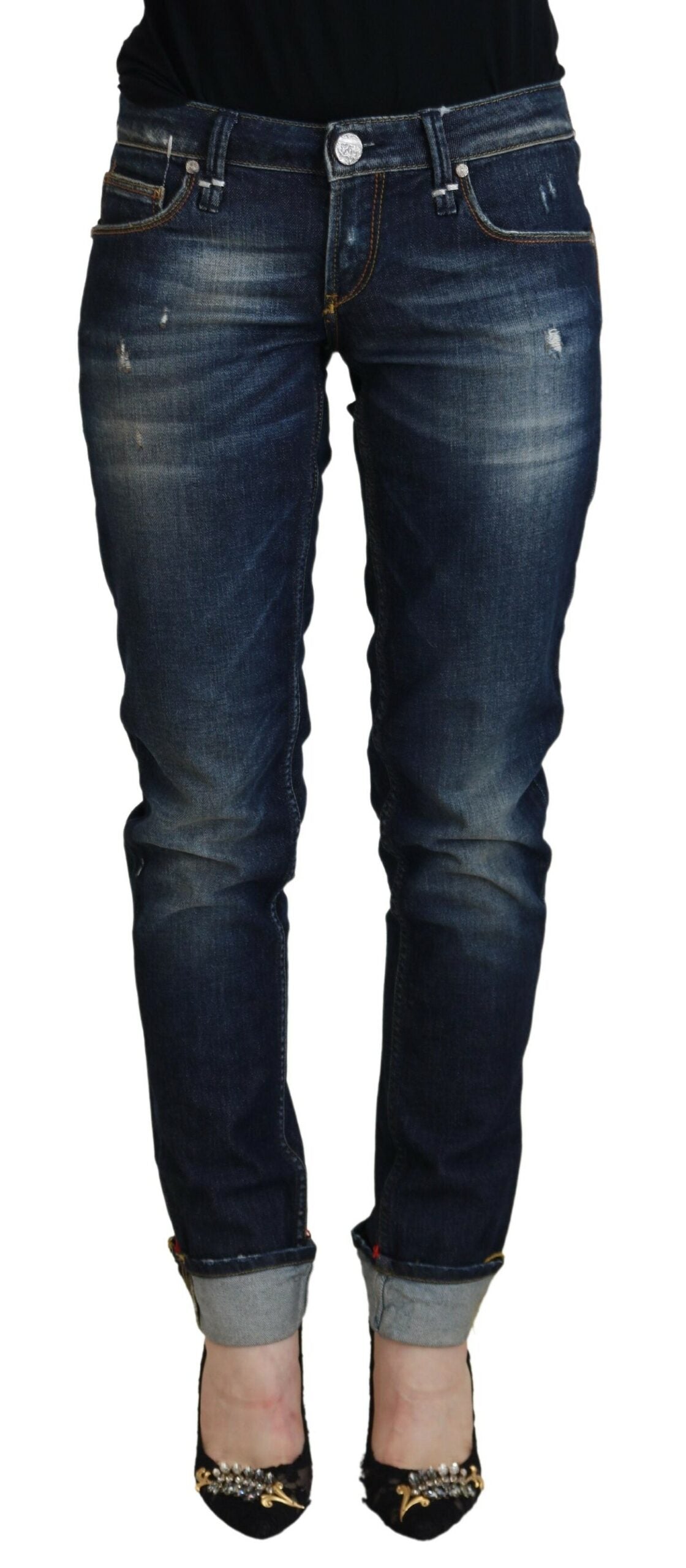 Acht élégant pantalon en jean taille basse coupe slim