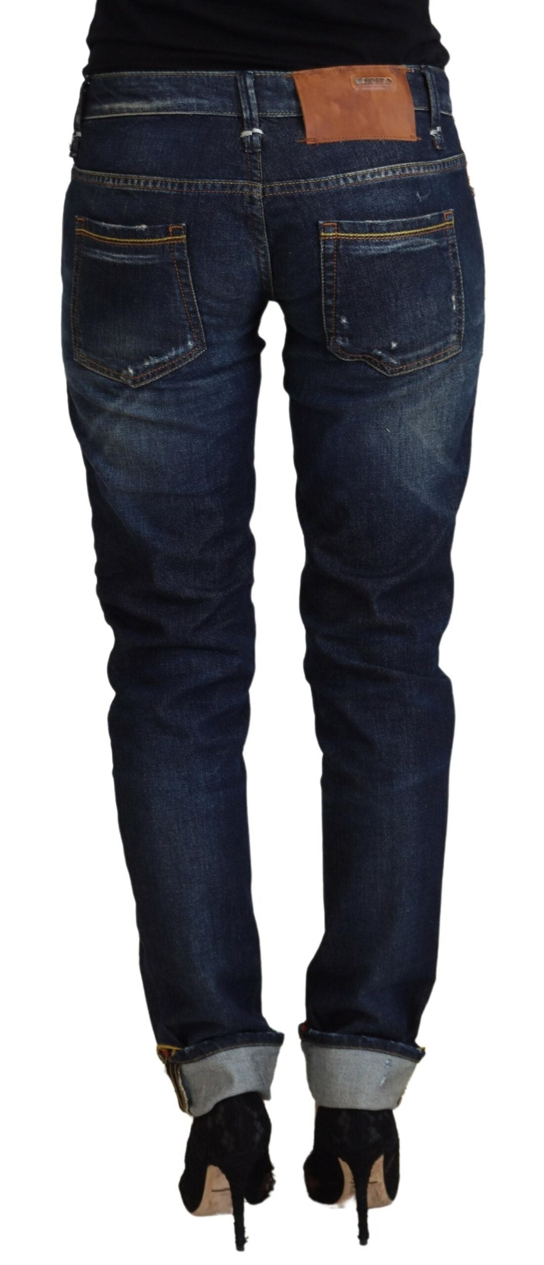 Acht élégant pantalon en jean taille basse coupe slim