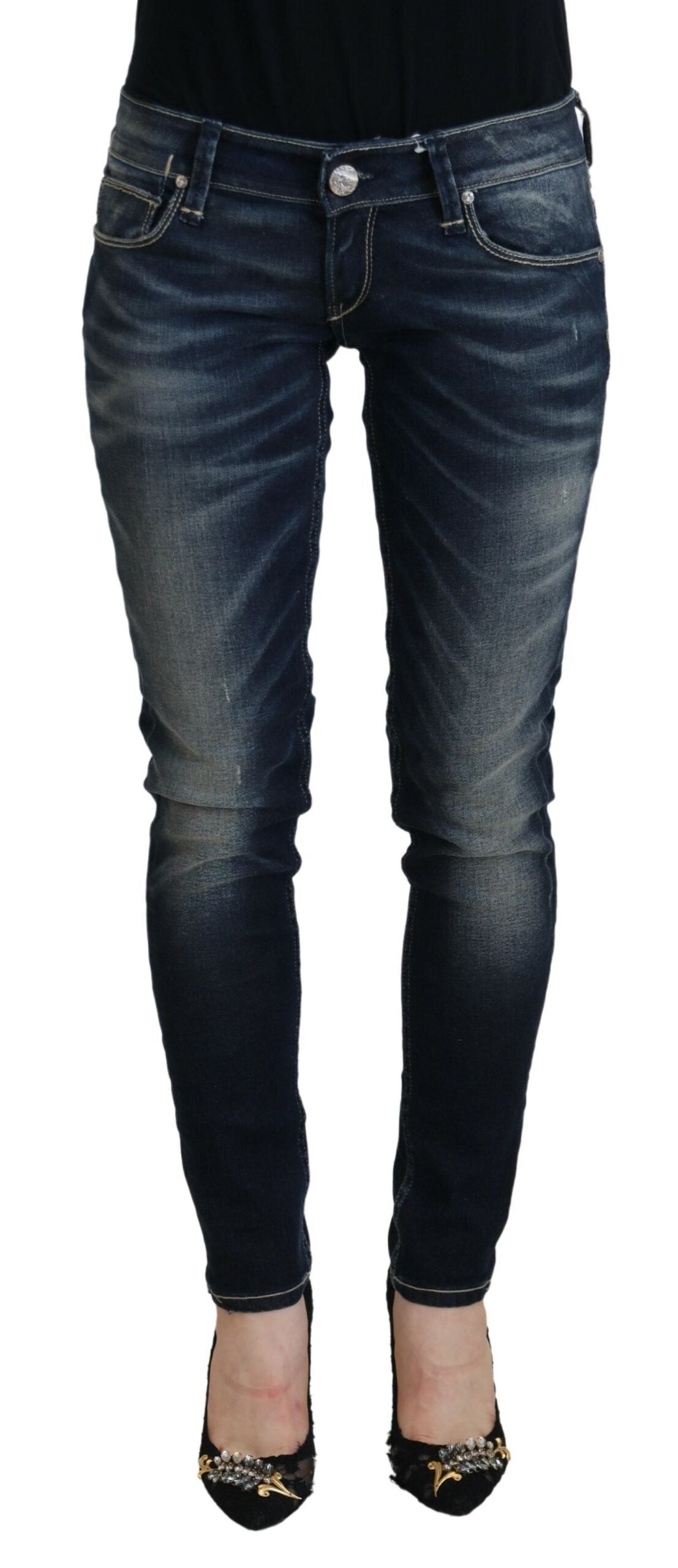 Jean skinny taille basse bleu délavé Acht Chic