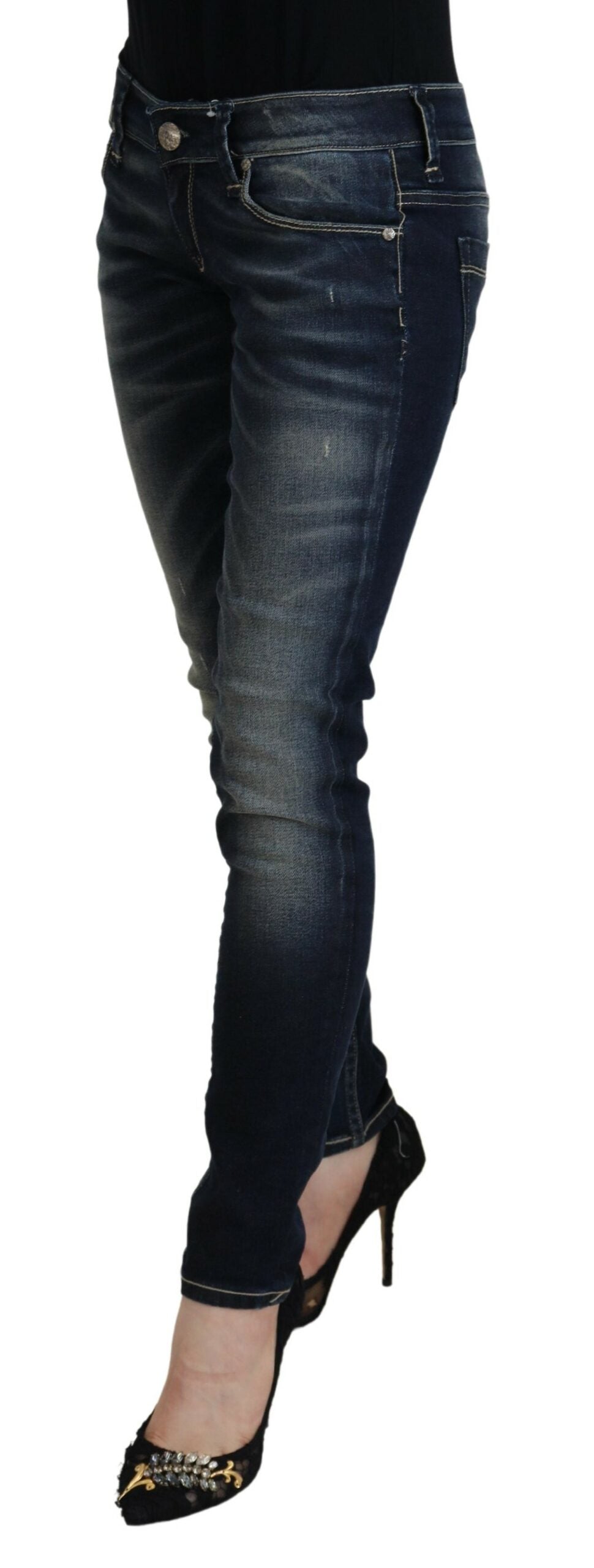 Jean skinny taille basse bleu délavé Acht Chic