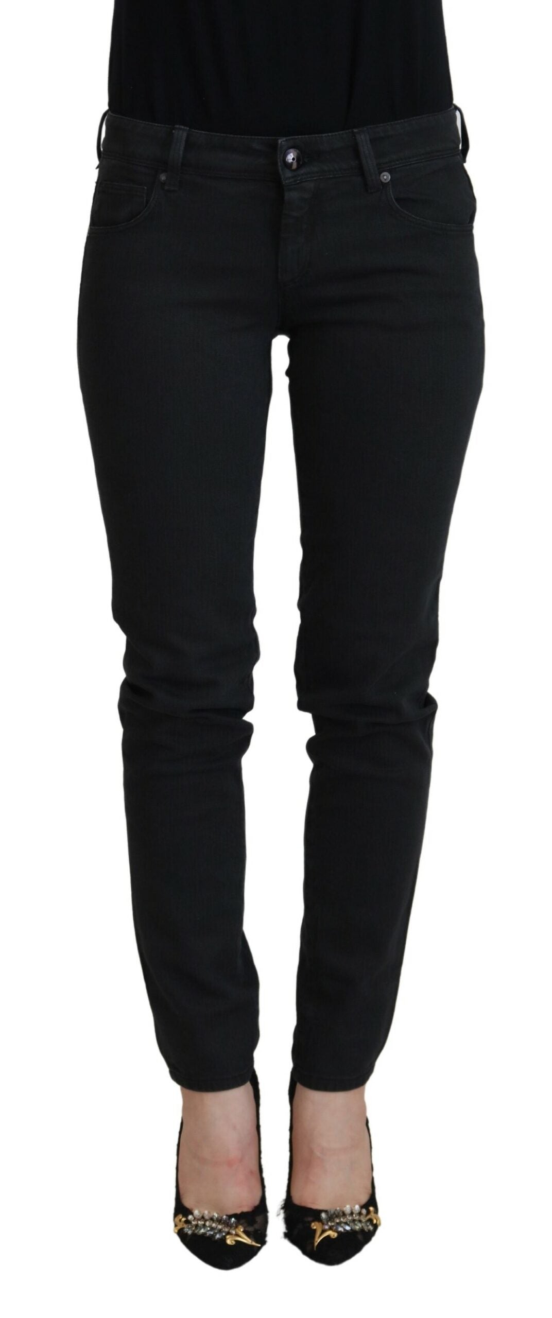 Ermanno Scervino Jean skinny noir taille basse chic