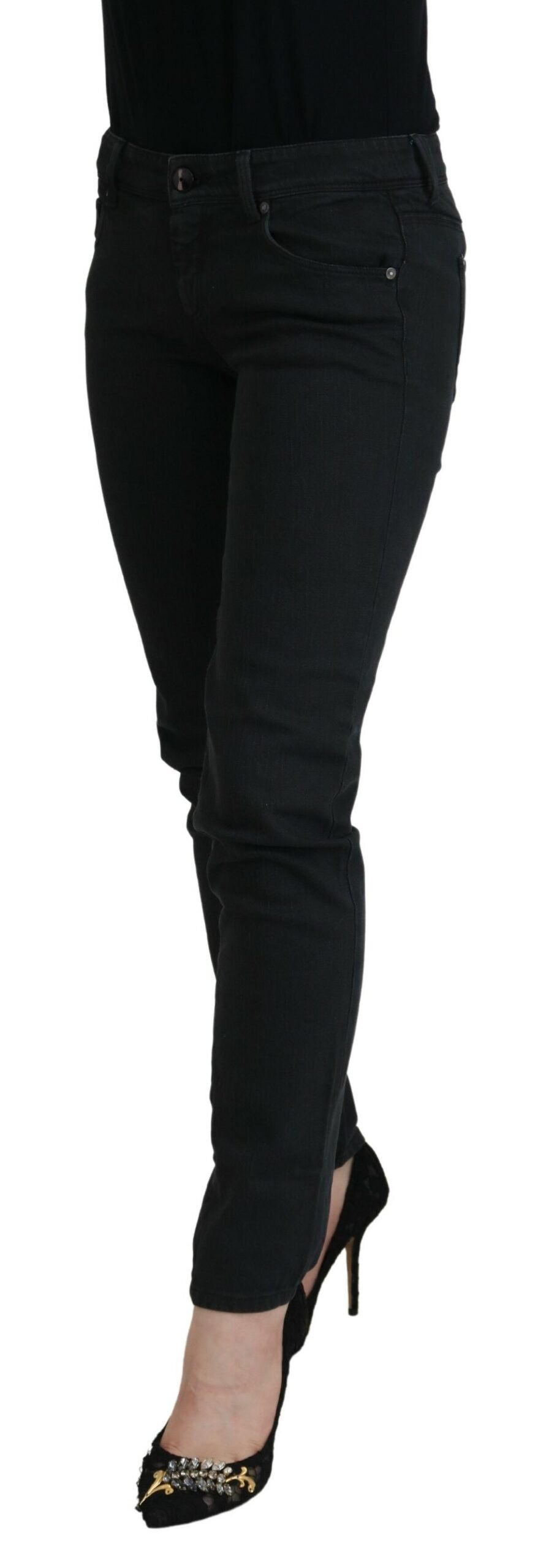 Ermanno Scervino Jean skinny noir taille basse chic