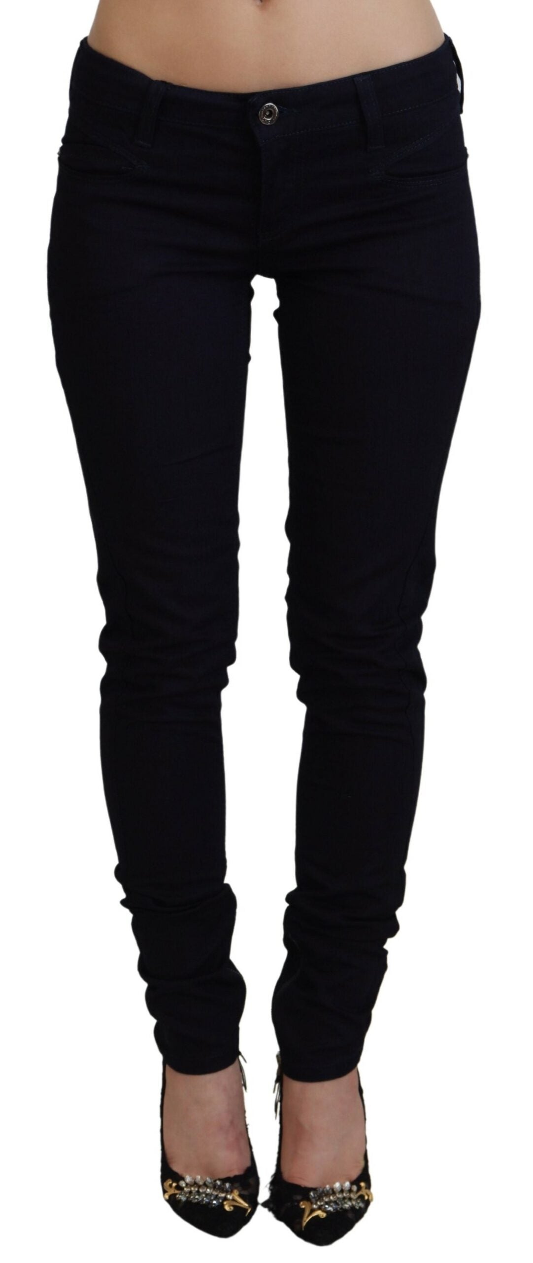 Costume National Chic - Jean skinny taille basse en denim noir