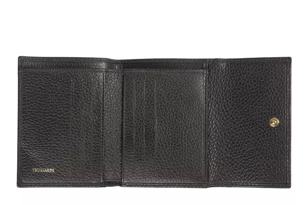 Portefeuille Femme Trussardi Élégant En Cuir Noir