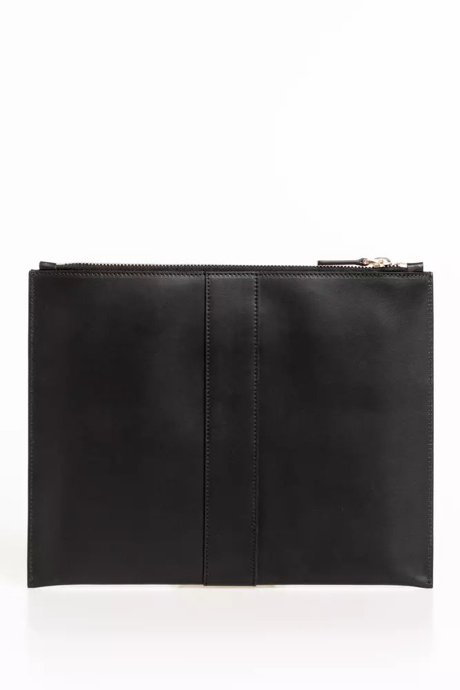 Trussardi Pochette de poche élégante en cuir noir