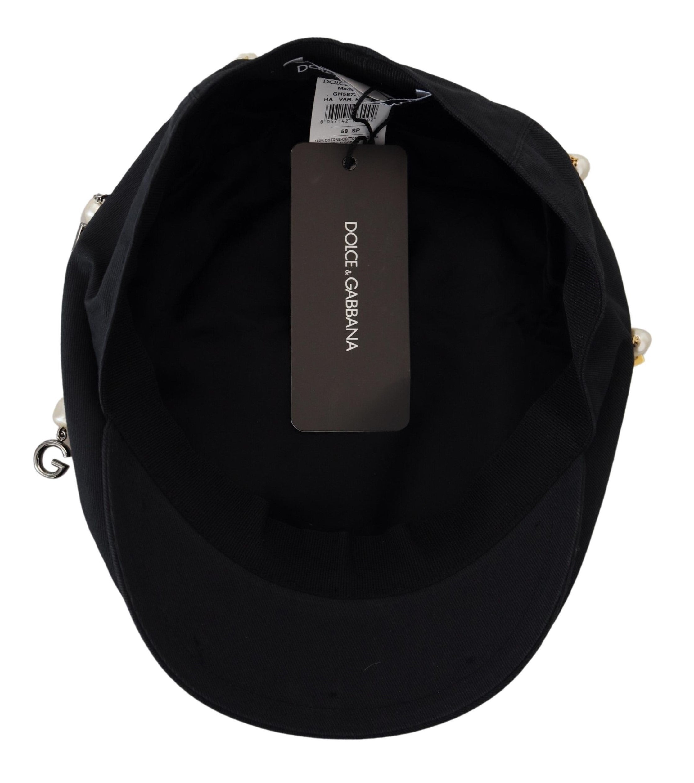 Dolce &amp; Gabbana Chapeau gavroche élégant en coton noir