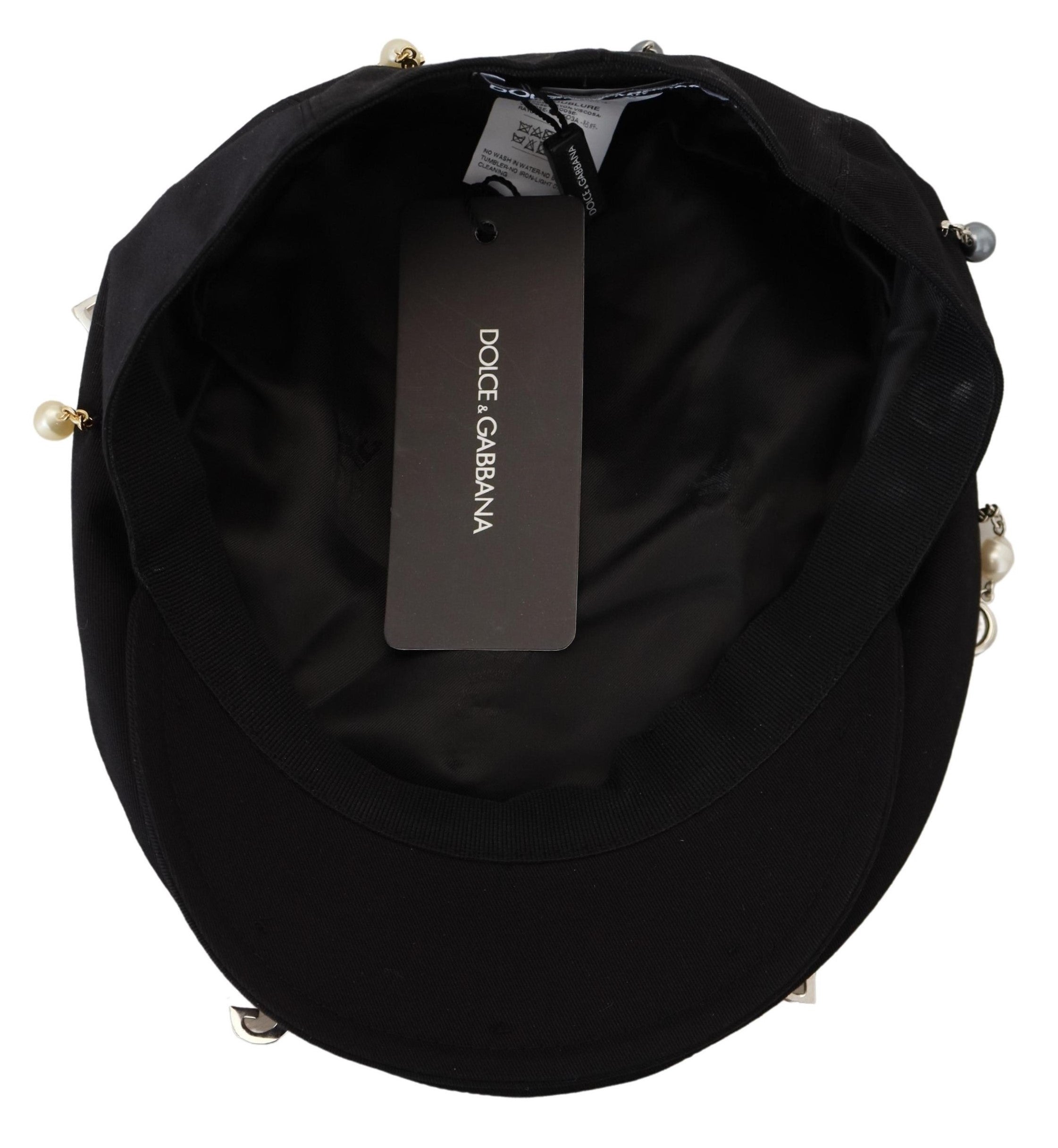 Dolce &amp; Gabbana Chapeau gavroche élégant en coton noir