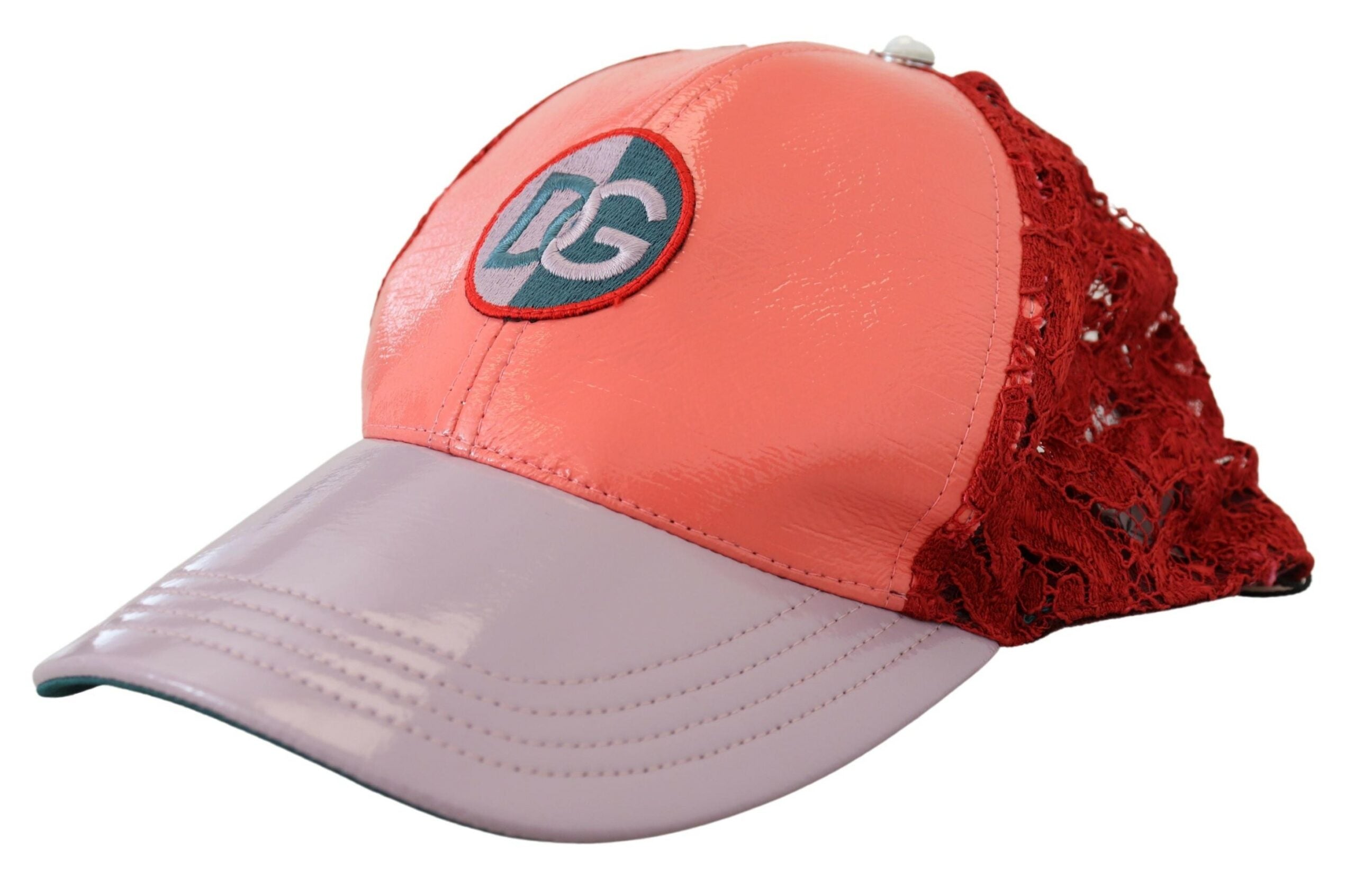 Casquette de baseball en dentelle florale avec logo multicolore Dolce & Gabbana