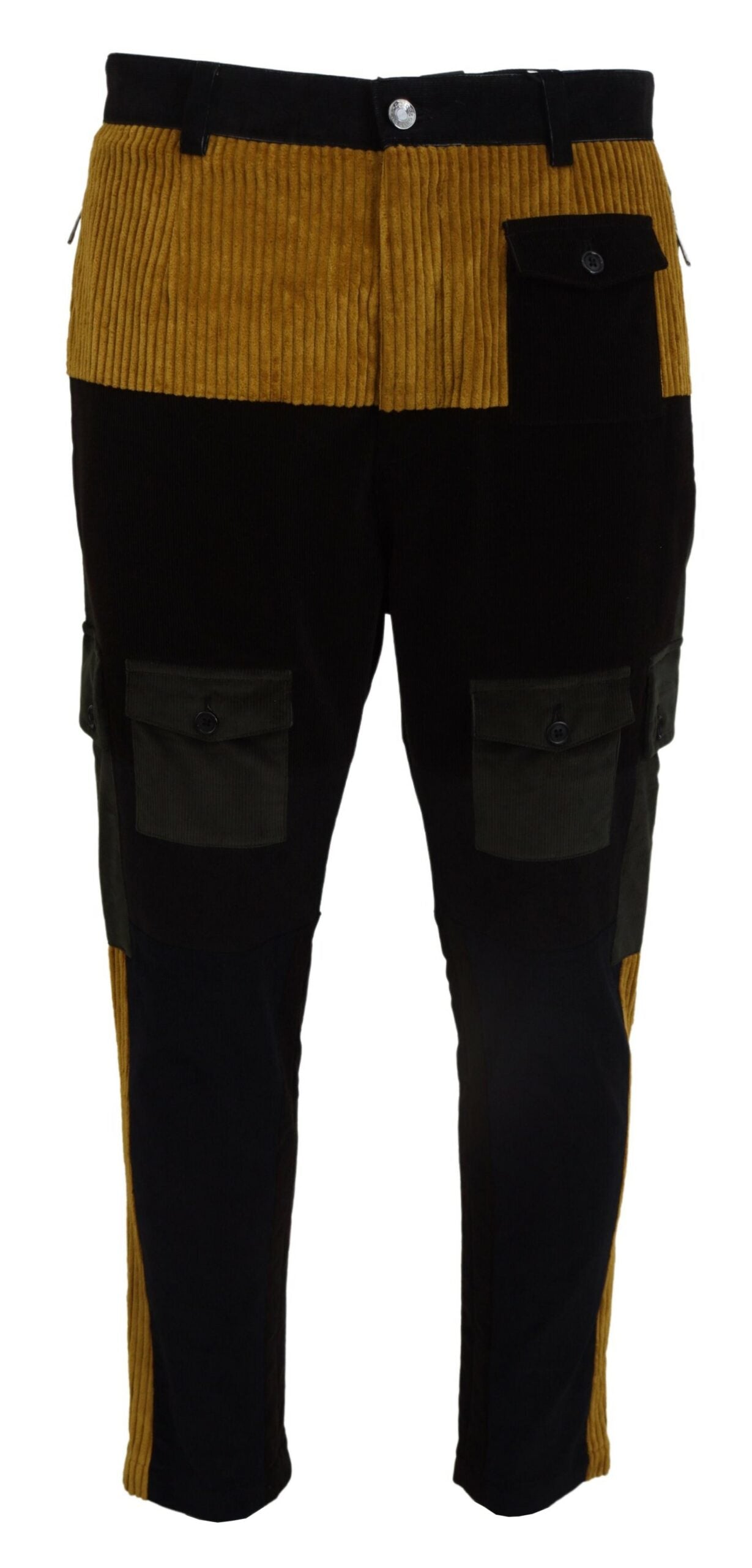 Dolce &amp; Gabbana Pantalon fuselé noir élégant avec accent jaune