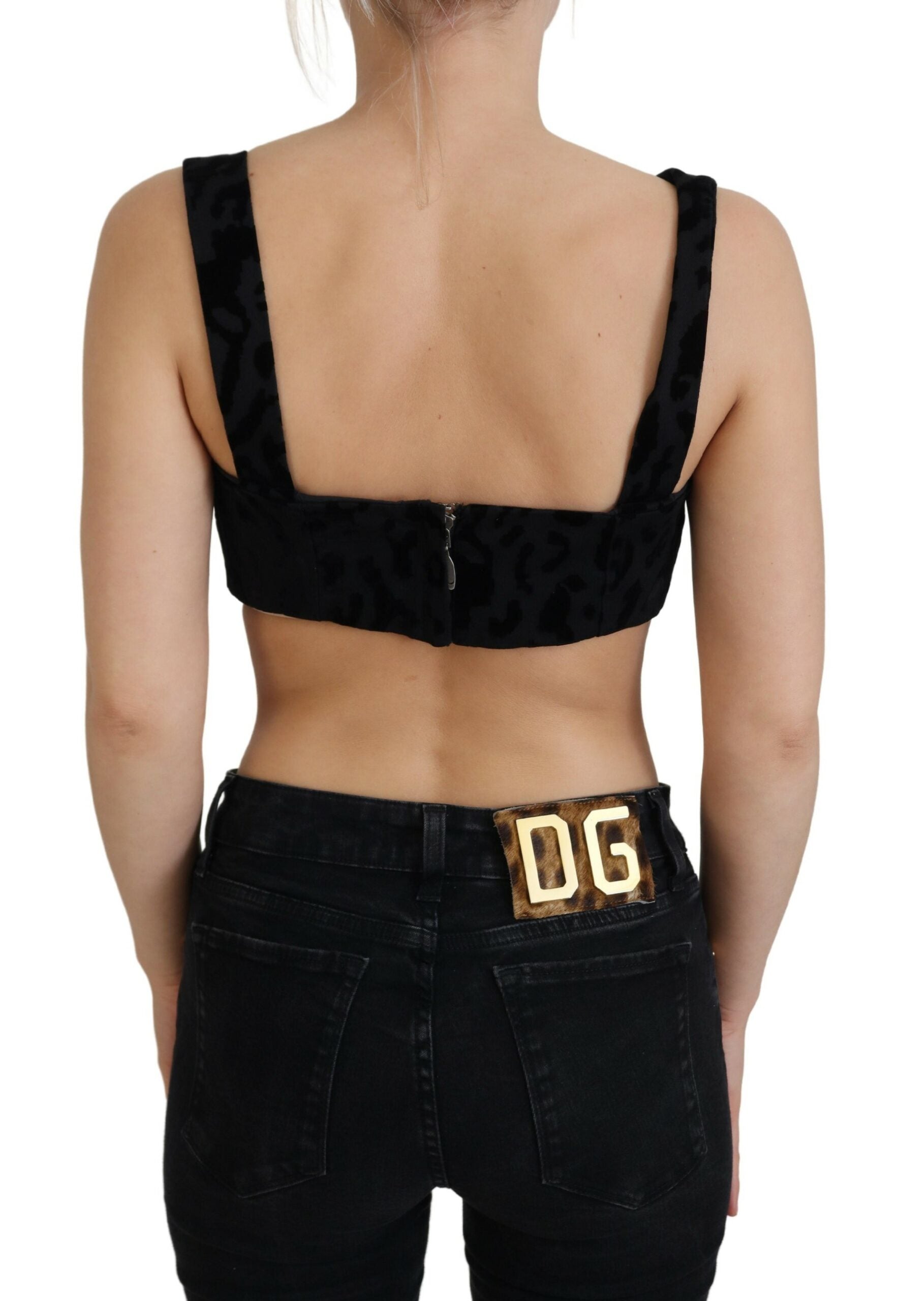 Dolce &amp; Gabbana Haut corset bustier élégant en coton mélangé noir