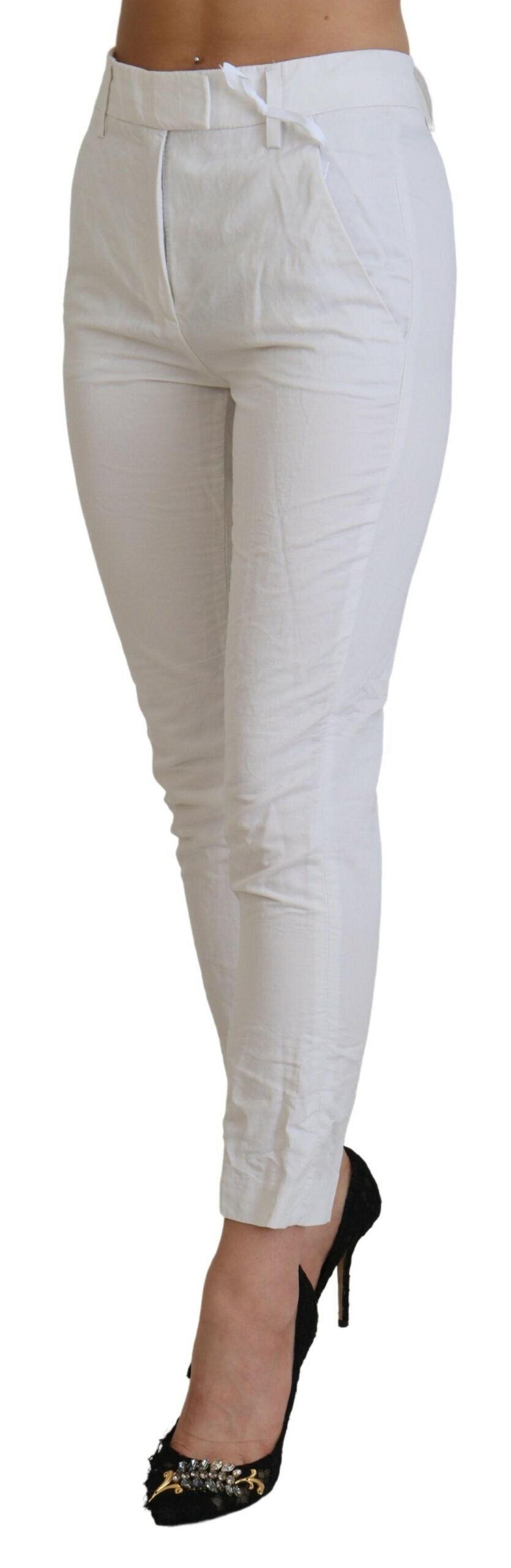 Dondup élégant pantalon blanc fuselé taille haute