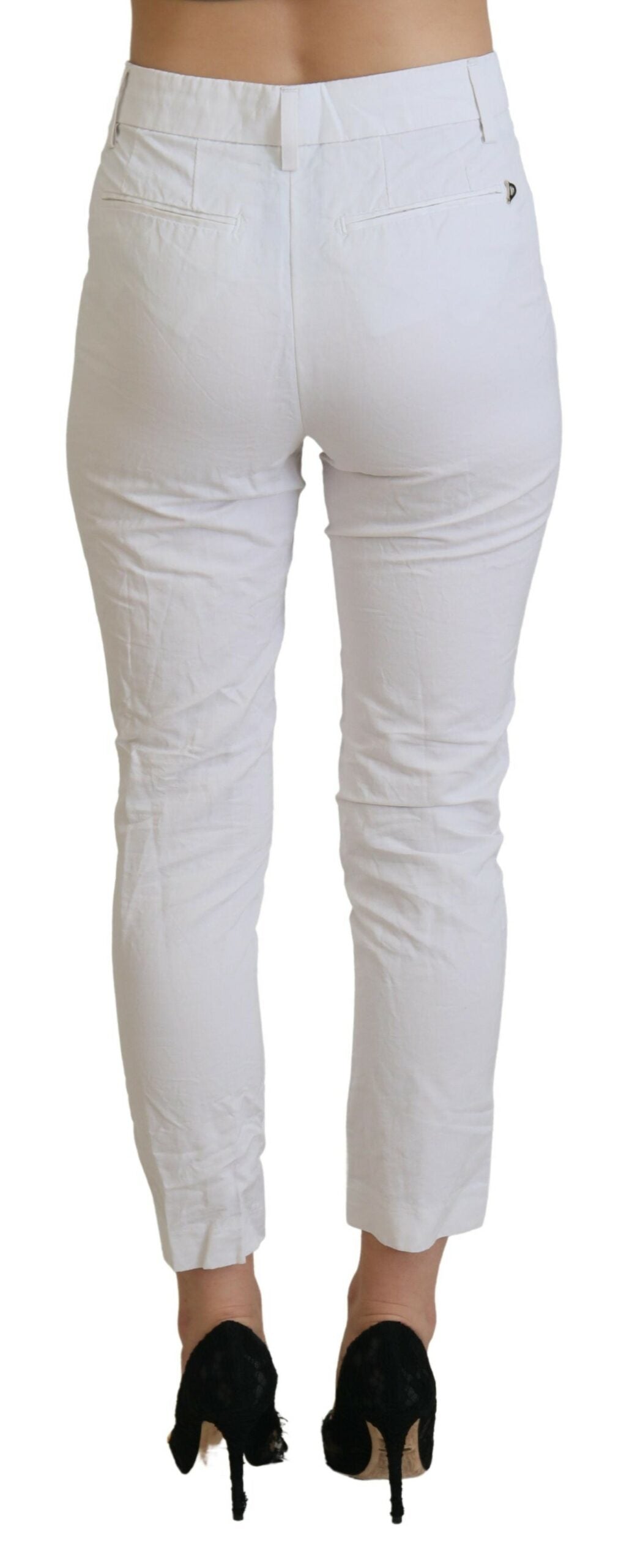 Dondup élégant pantalon blanc fuselé taille haute