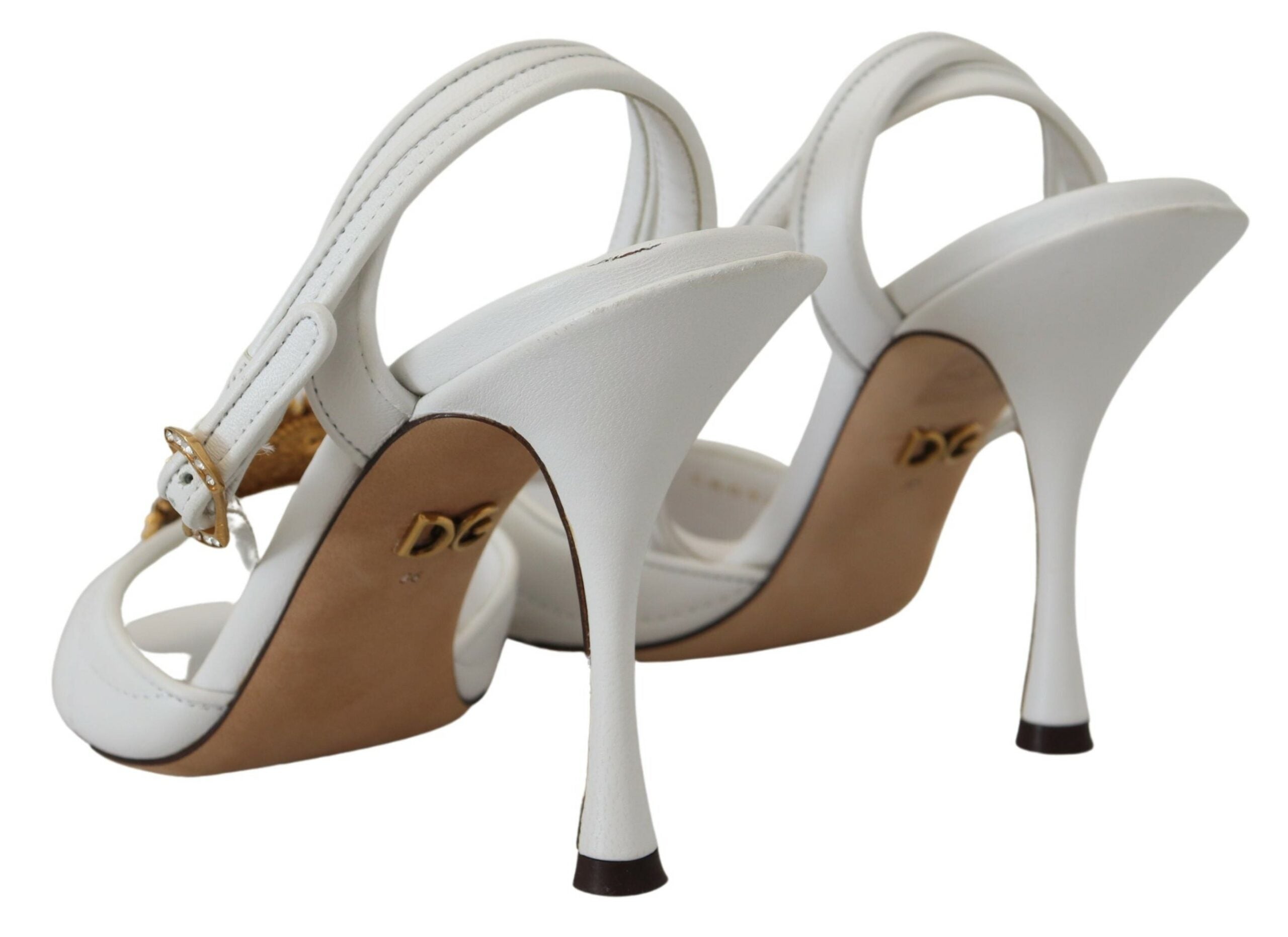 Dolce & Gabbana Devotion Embellished White Leather Stilettos