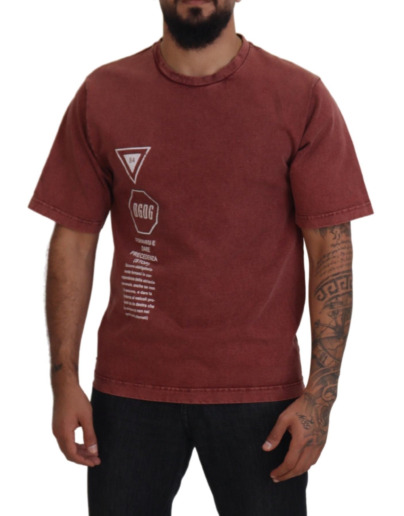 Dolce &amp; Gabbana T-shirt élégant en coton imprimé marron