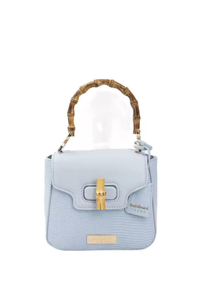 Baldinini Trend Élégant sac à bandoulière bleu clair avec accents dorés