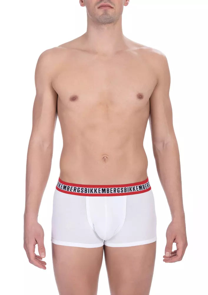 Bikkembergs White Cotton Men Underwear Trunks Twin Pack