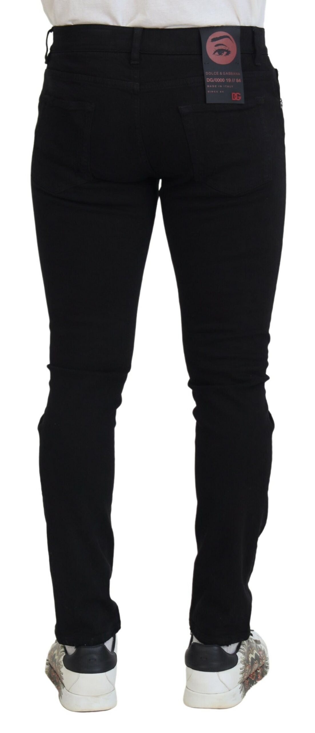 Dolce &amp; Gabbana Svelte Denim coupe slim en lambeaux noir