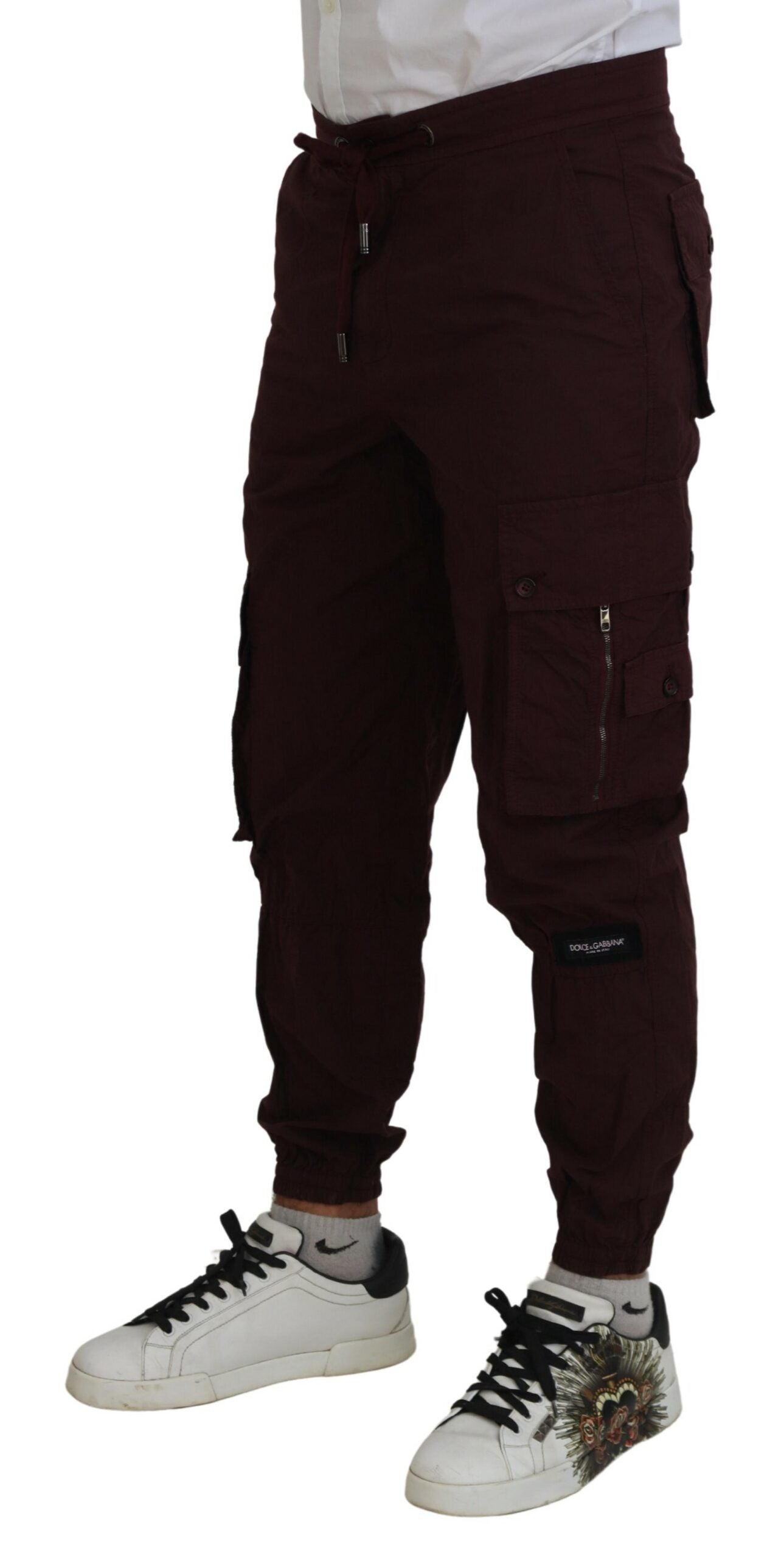 Dolce &amp; Gabbana Pantalon de jogging élégant en coton bordeaux