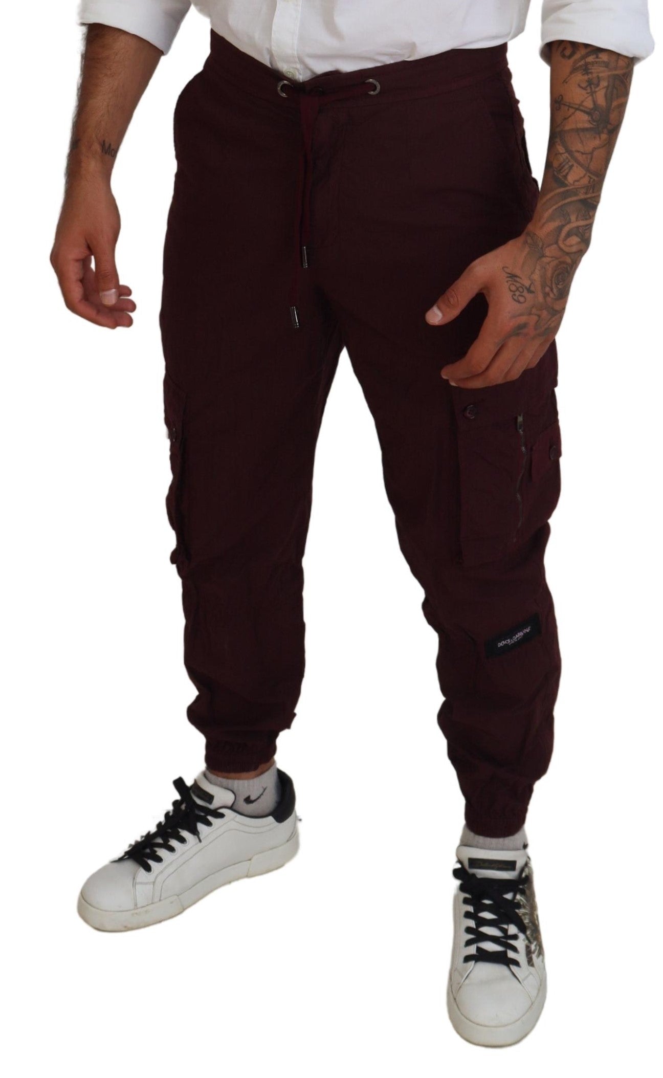 Dolce &amp; Gabbana Pantalon de jogging élégant en coton bordeaux