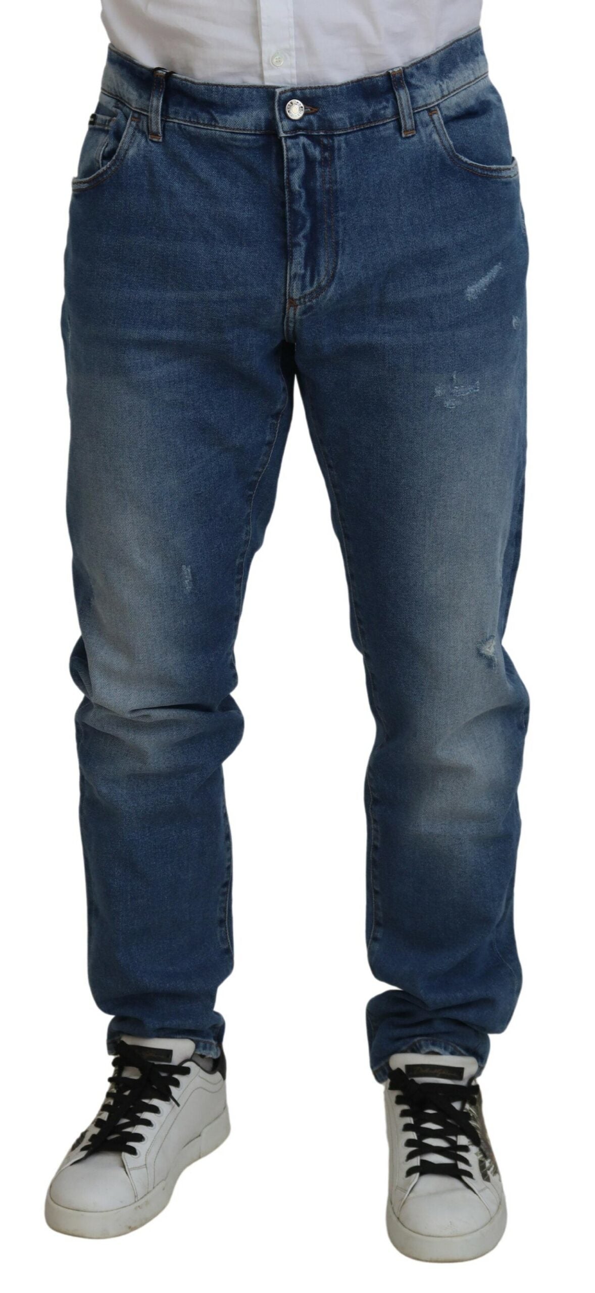 Dolce & Gabbana Jean skinny en coton délavé bleu