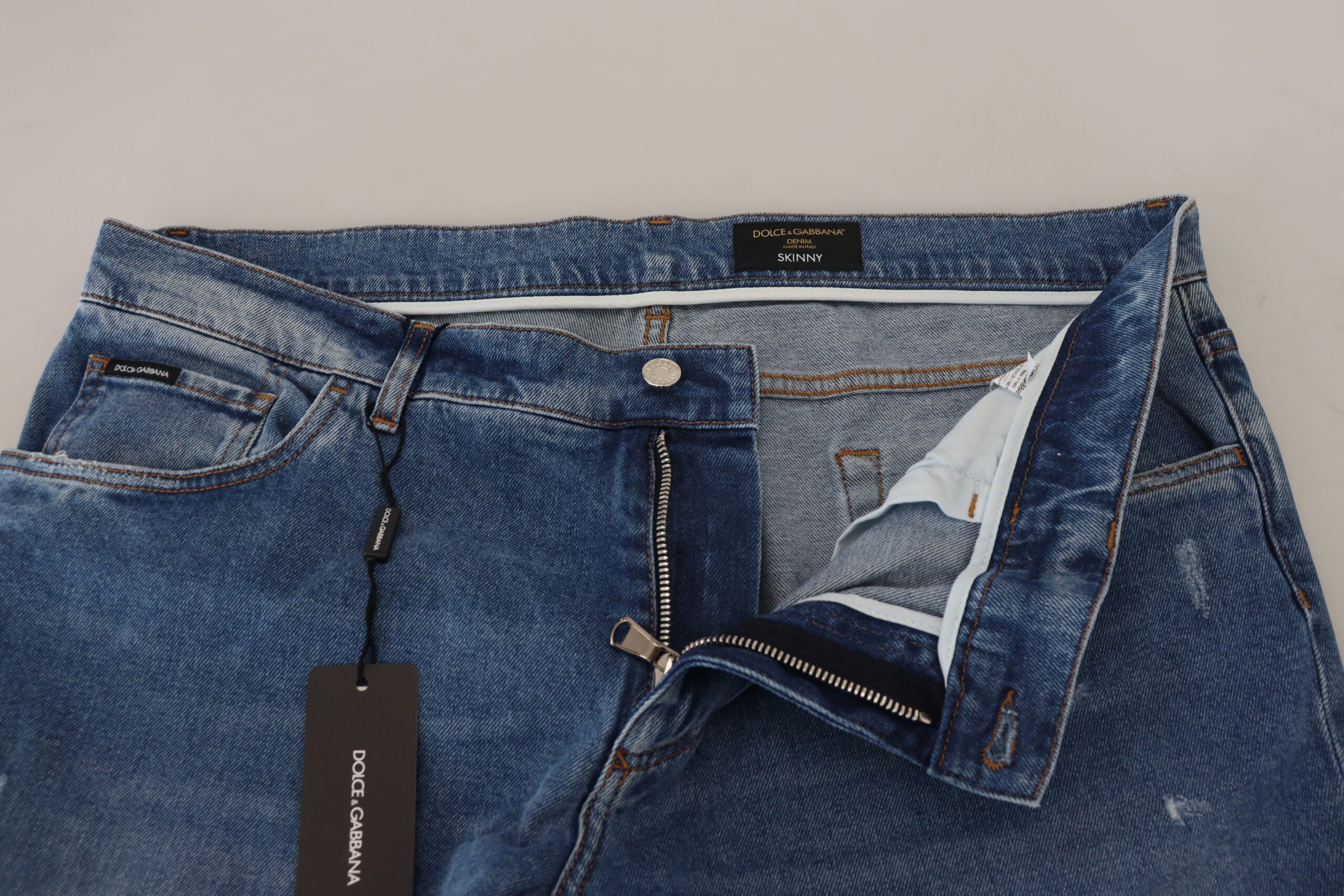 Dolce & Gabbana Jean skinny en coton délavé bleu