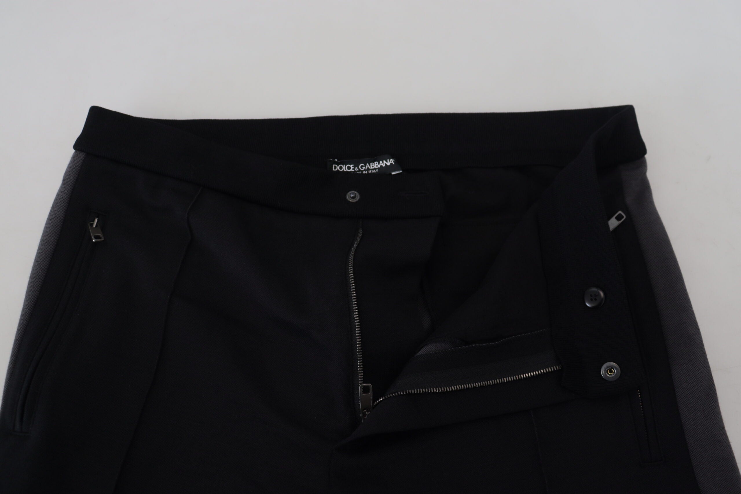 Dolce &amp; Gabbana Pantalon de jogging noir élégant en mélange de laine de luxe