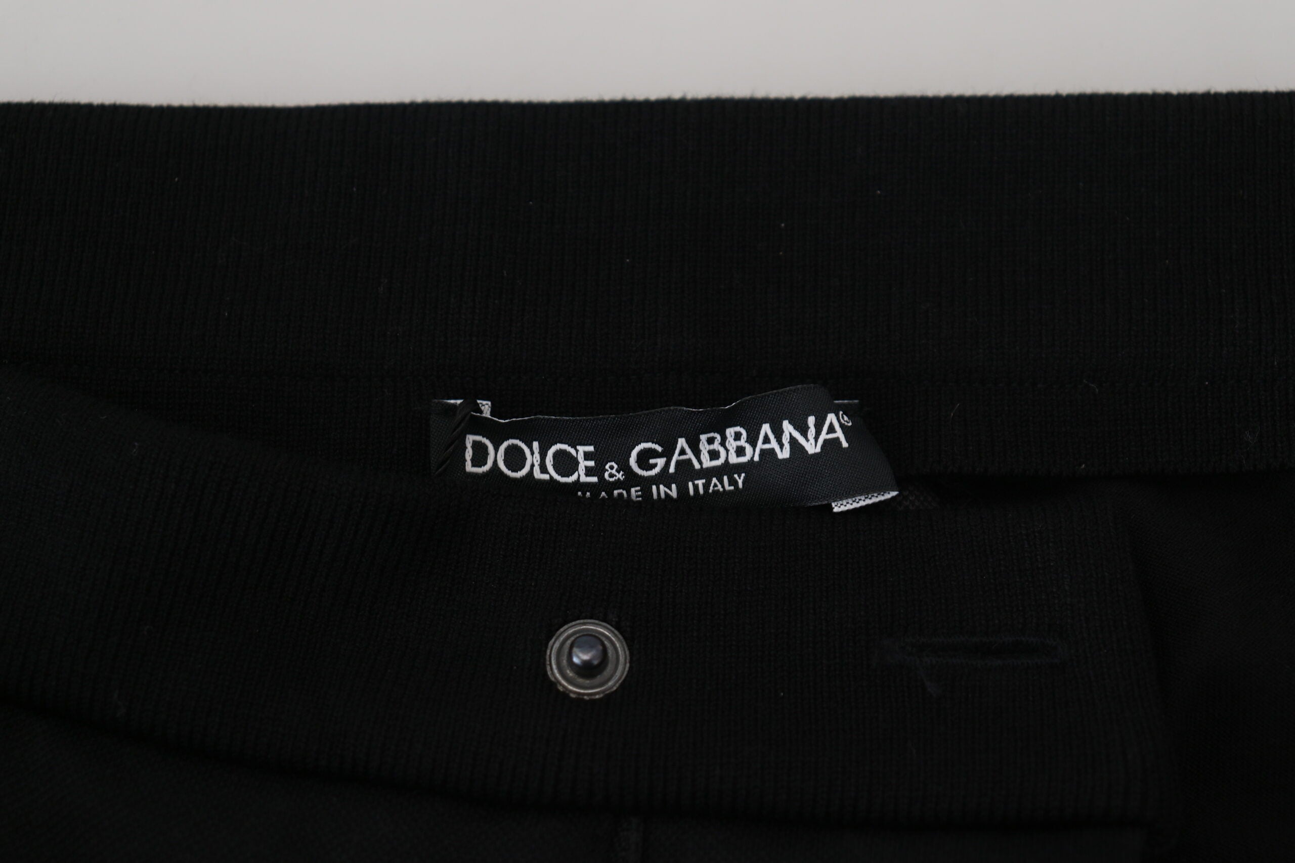 Dolce &amp; Gabbana Pantalon de jogging noir élégant en mélange de laine de luxe