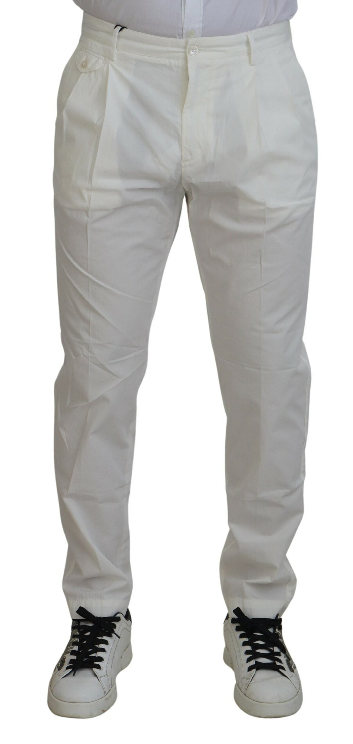 Dolce &amp; Gabbana Pantalon chino en coton blanc élégant