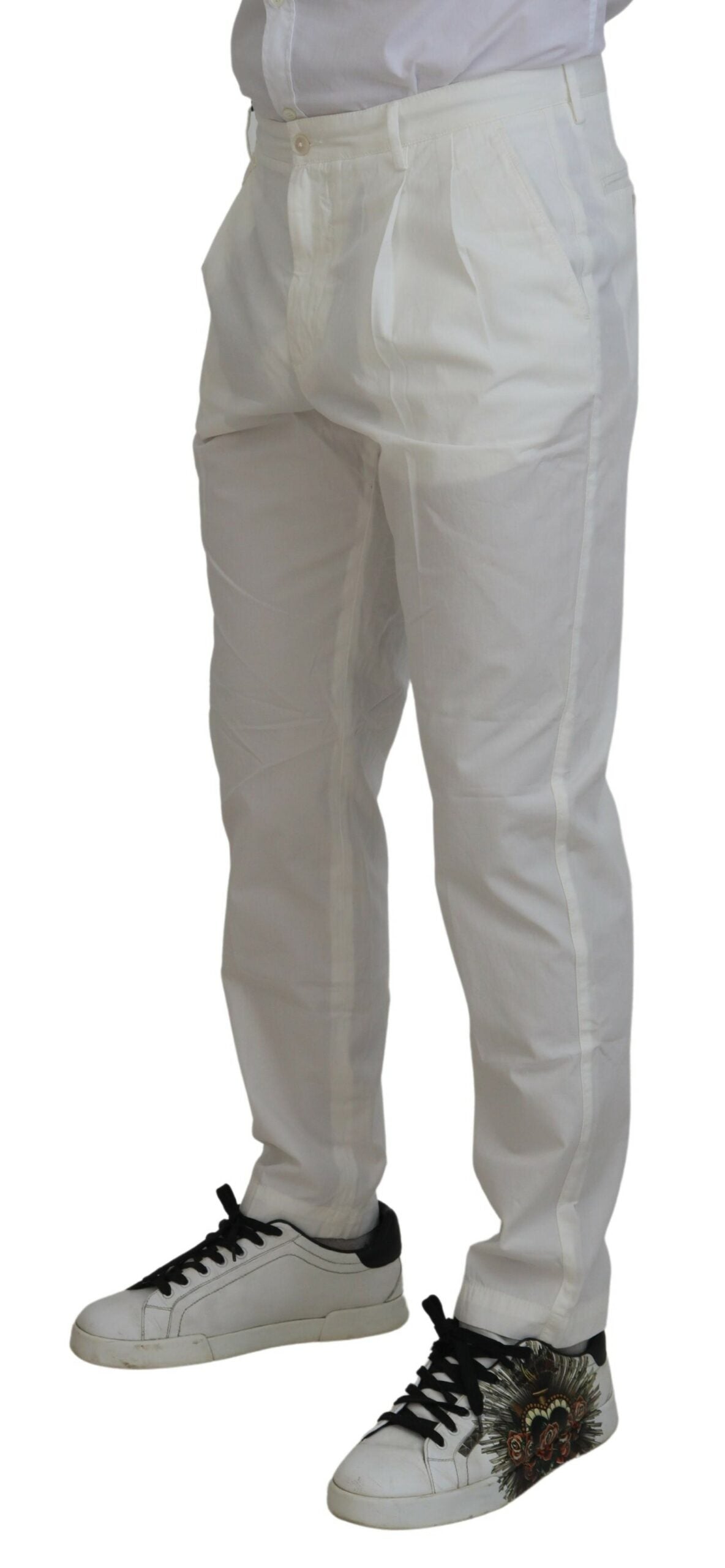 Dolce &amp; Gabbana Pantalon chino en coton blanc élégant