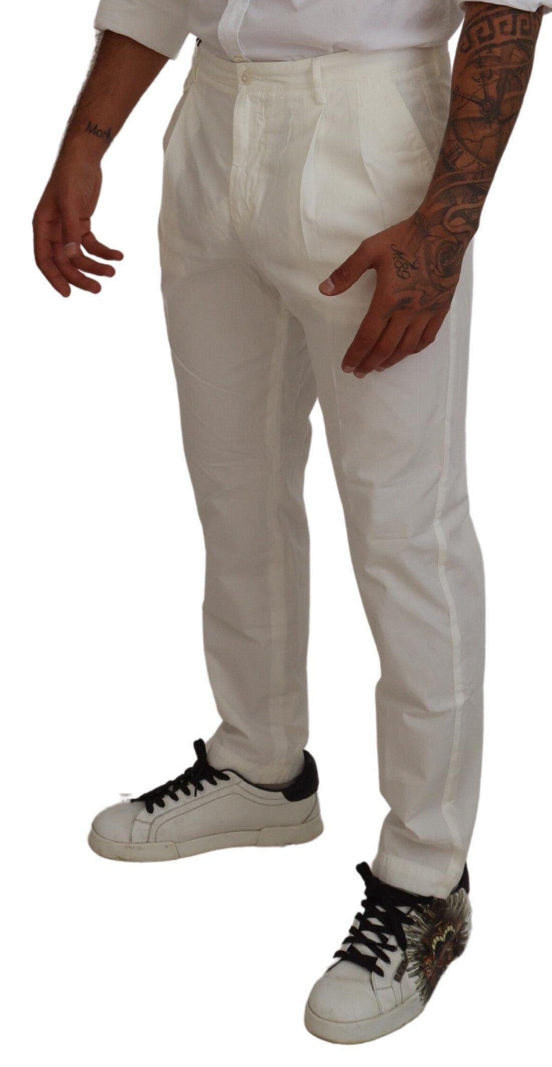 Dolce &amp; Gabbana Pantalon chino en coton blanc élégant