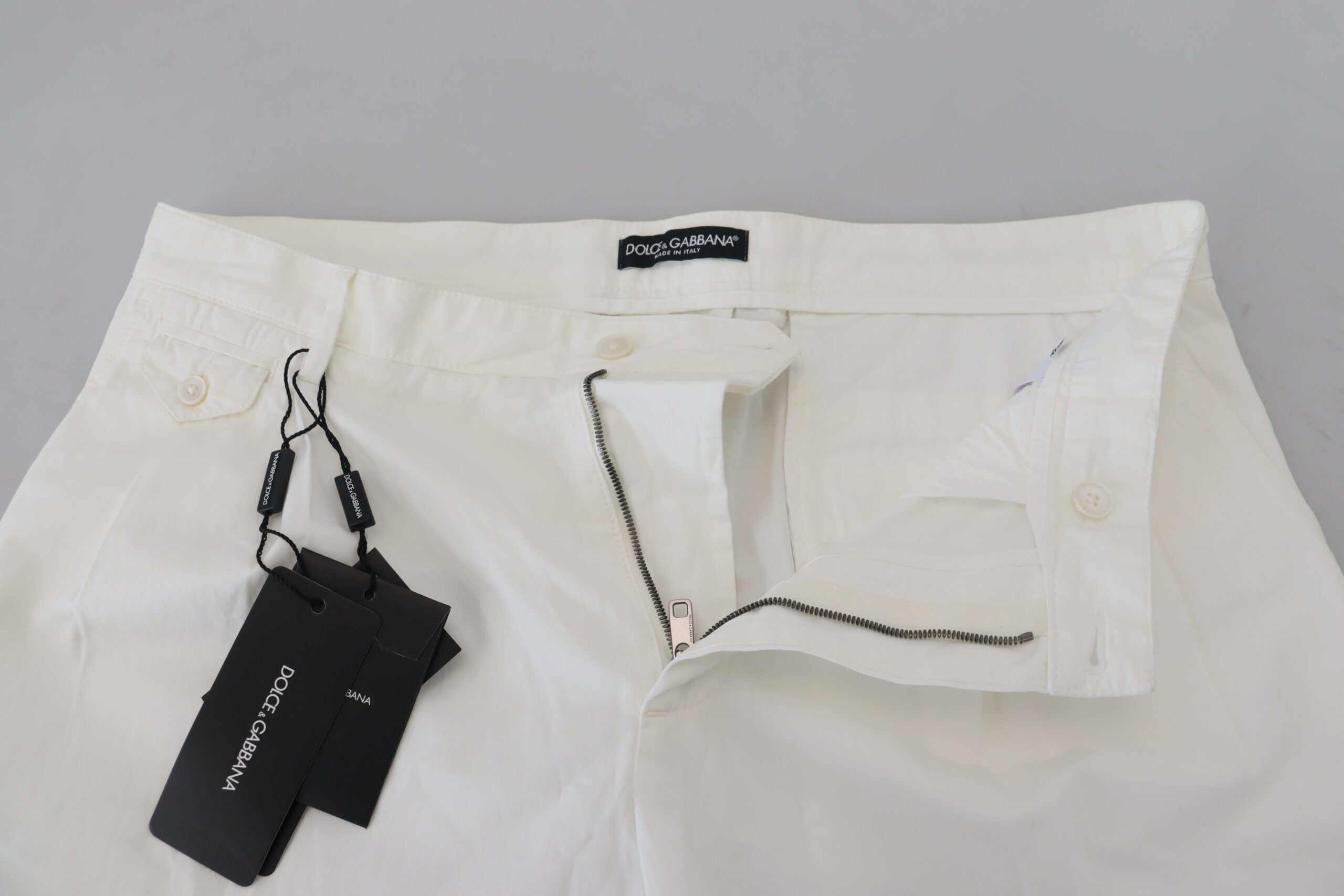 Dolce &amp; Gabbana Pantalon chino en coton blanc élégant