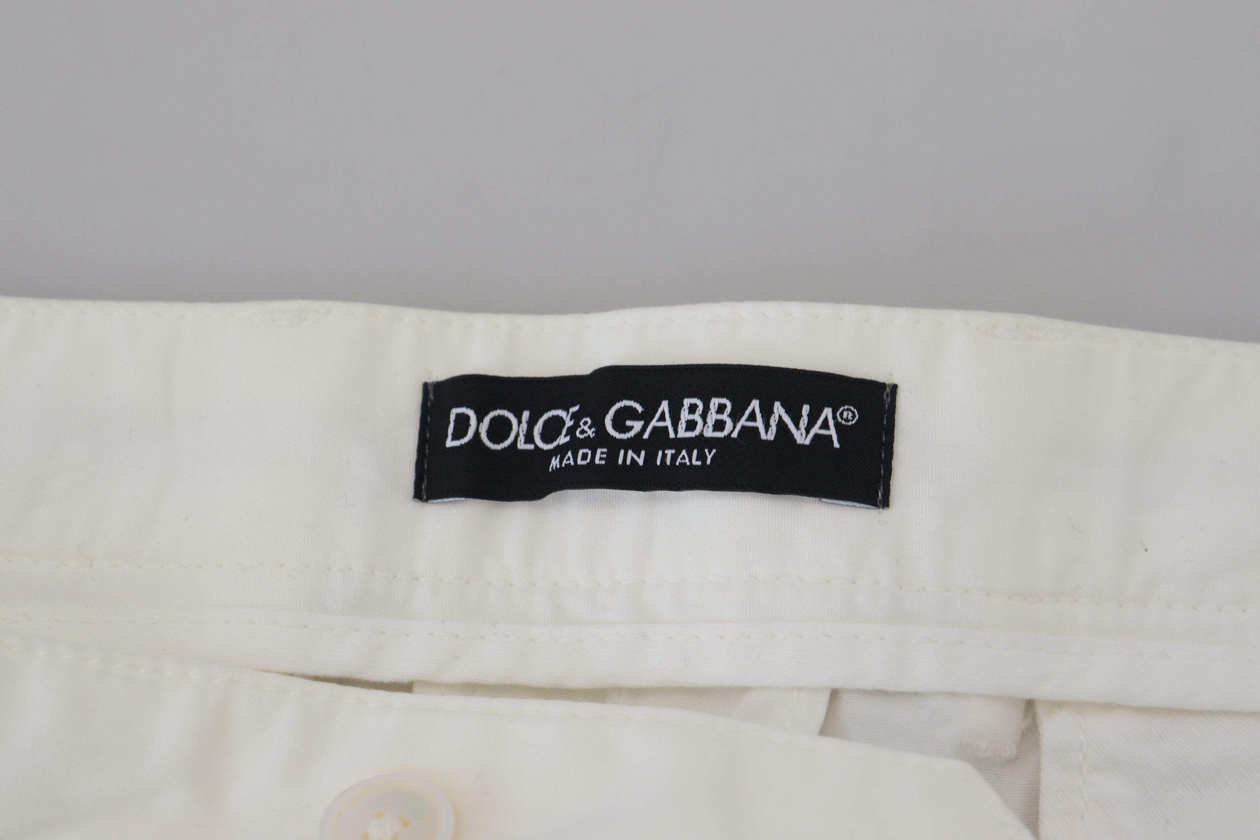 Dolce &amp; Gabbana Pantalon chino en coton blanc élégant