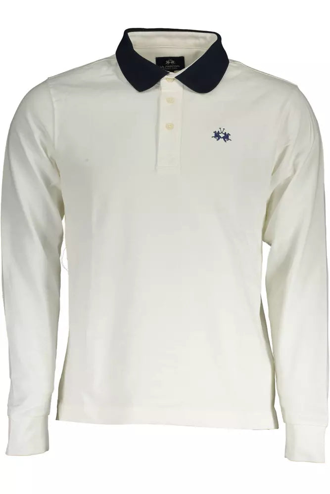 La Martina White Cotton Men Polo Shirt